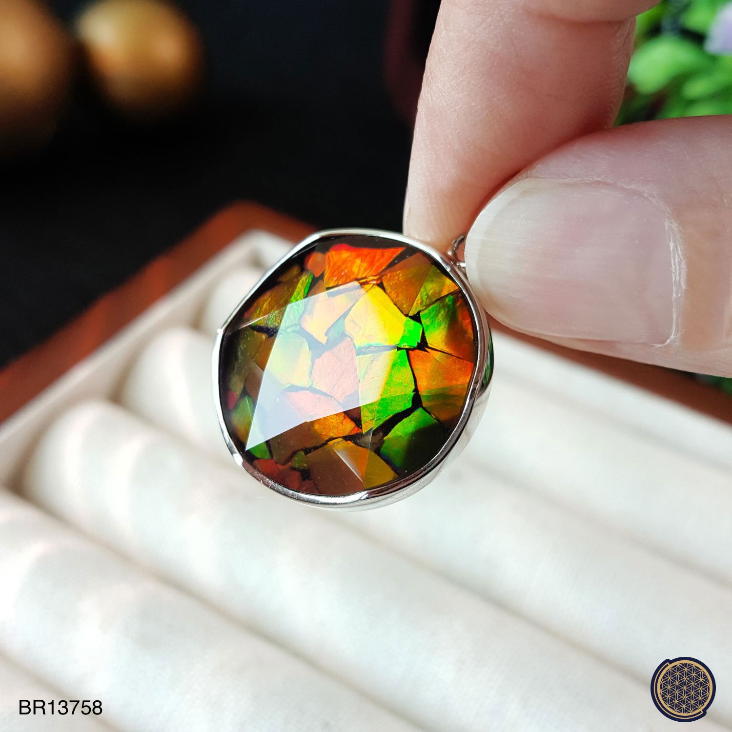 20mm 加拿大斑彩红色拼图大卫星吊坠