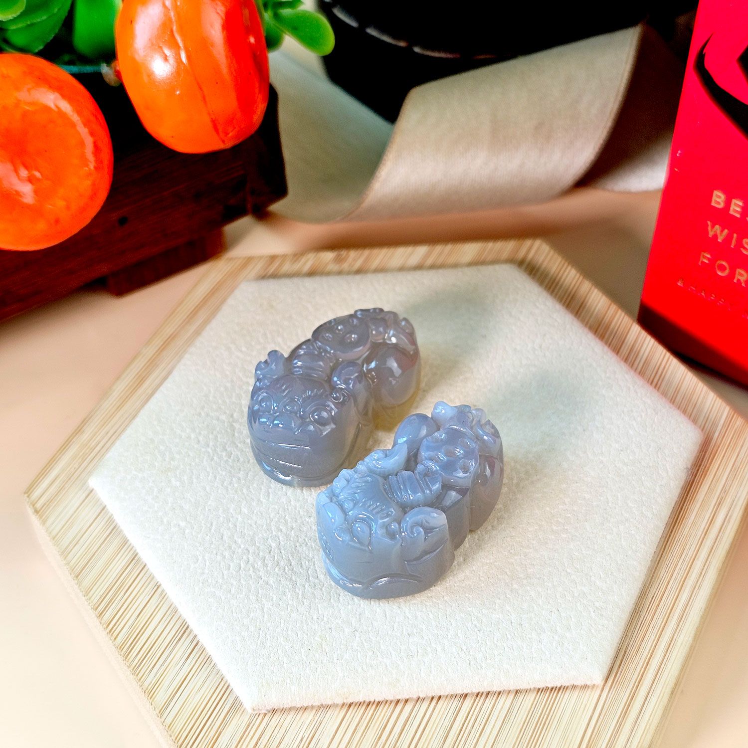 灰玉髓貔貅(对)