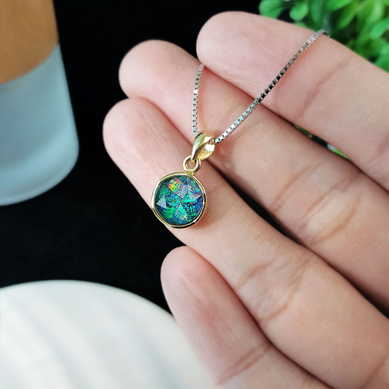 8mm 澳宝拼图大卫星纯银镀金