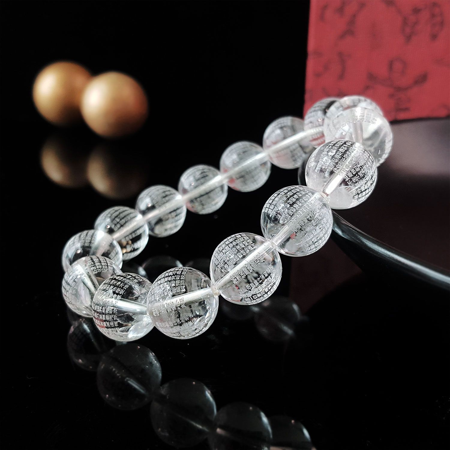14mm 白水晶波罗蜜心经手链