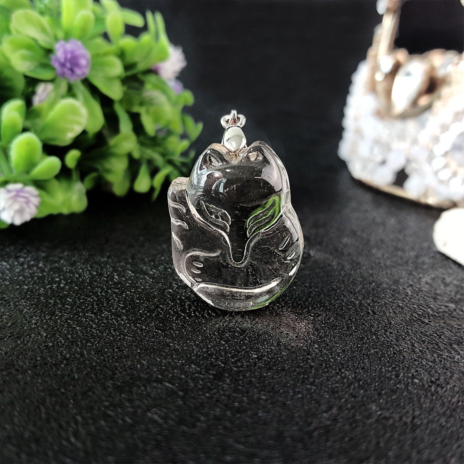 白水晶狐仙吊坠