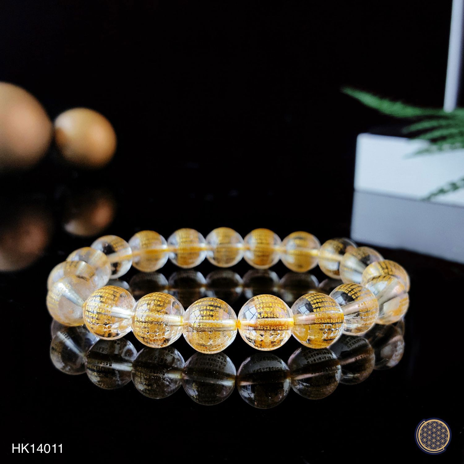 10mm 白水晶金字波罗蜜心经手链