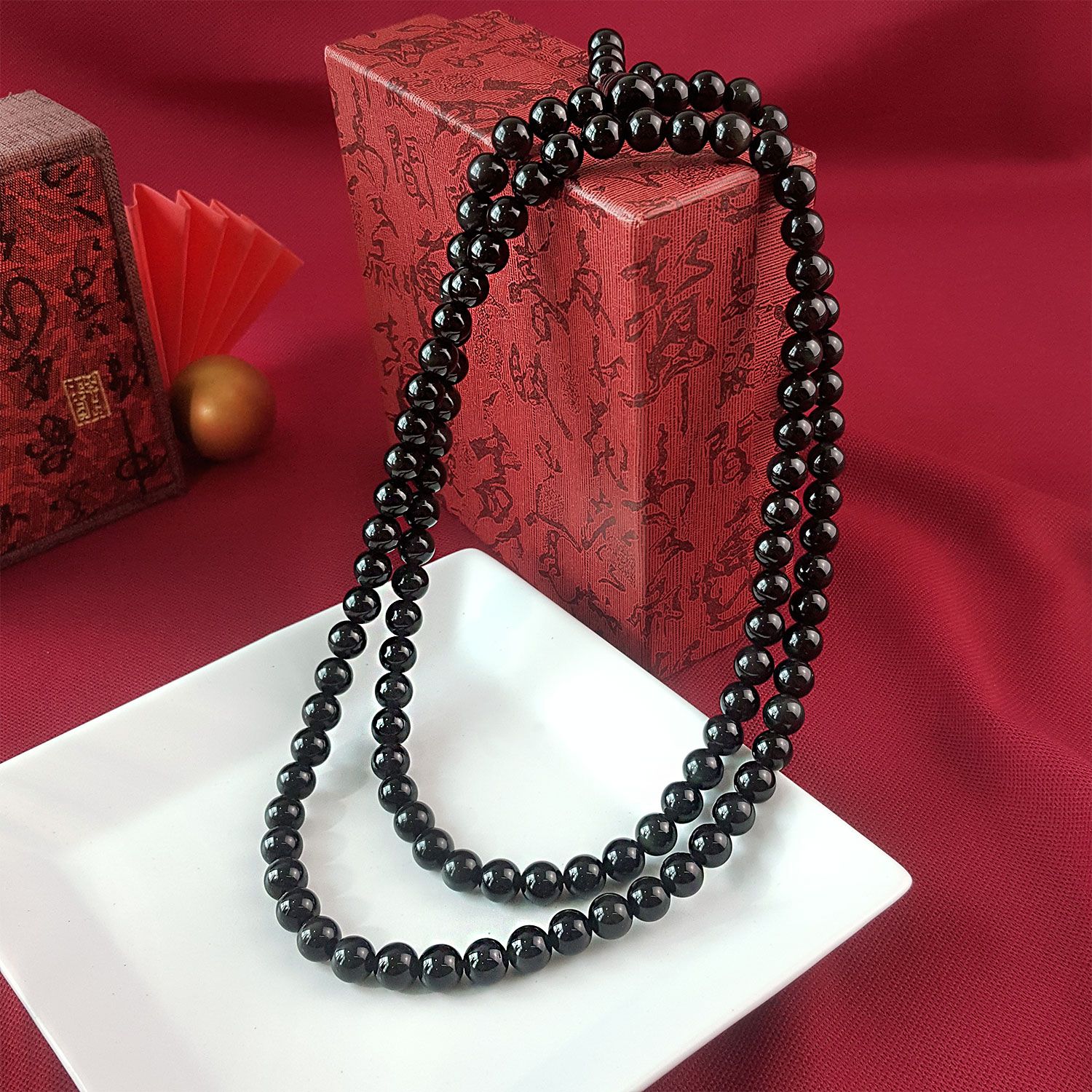 8mm 彩虹黑曜石手持