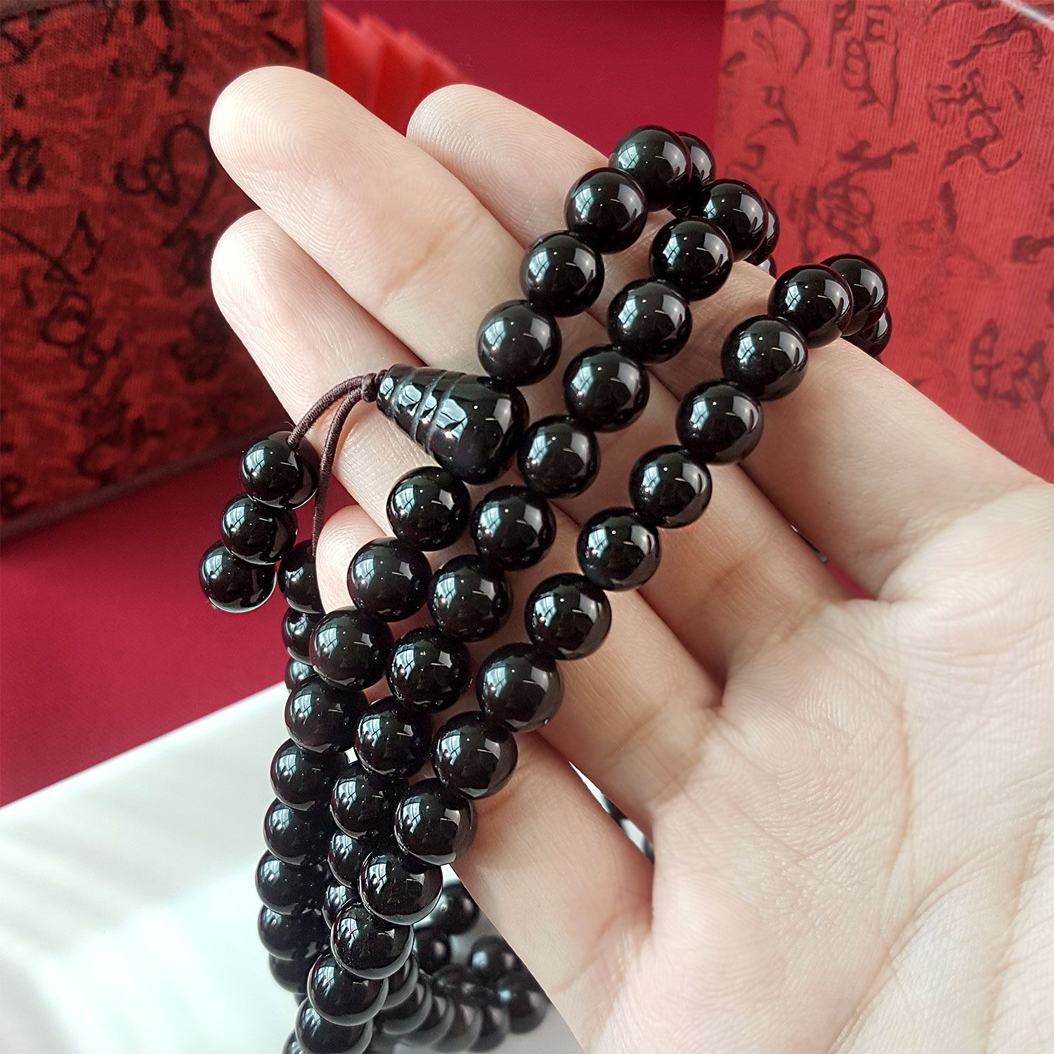 8mm 彩虹黑曜石手持