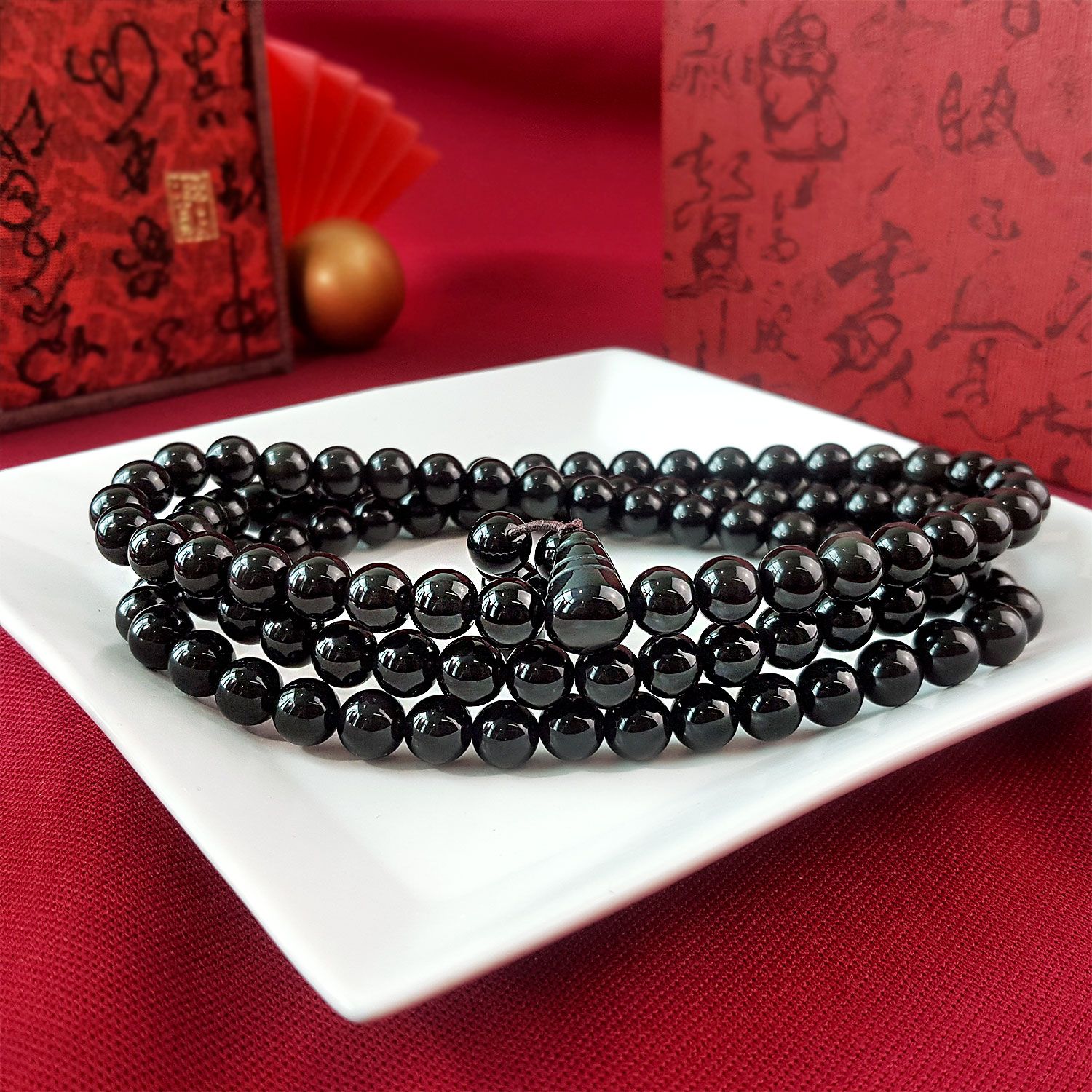 8mm 彩虹黑曜石手持