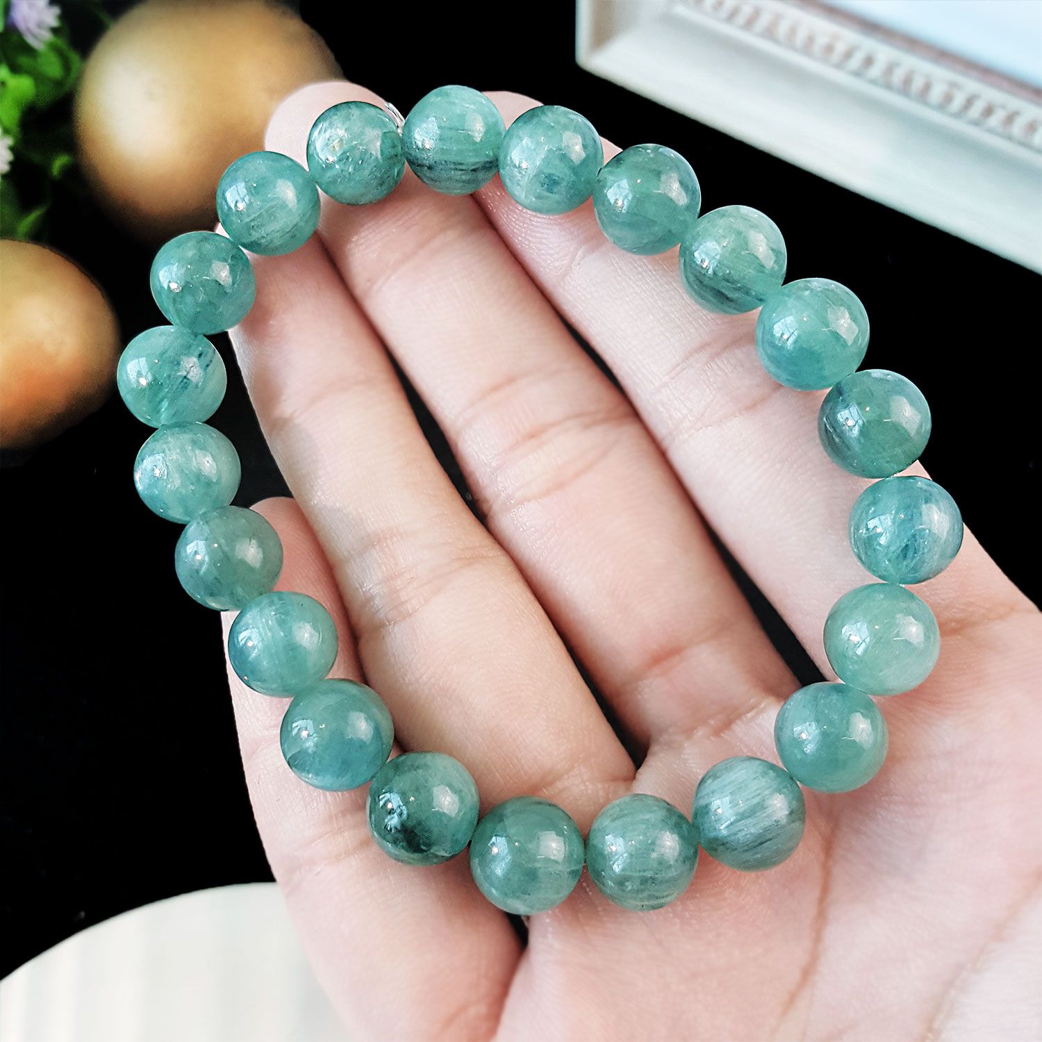 9-9.5mm 高级绿蓝晶手链