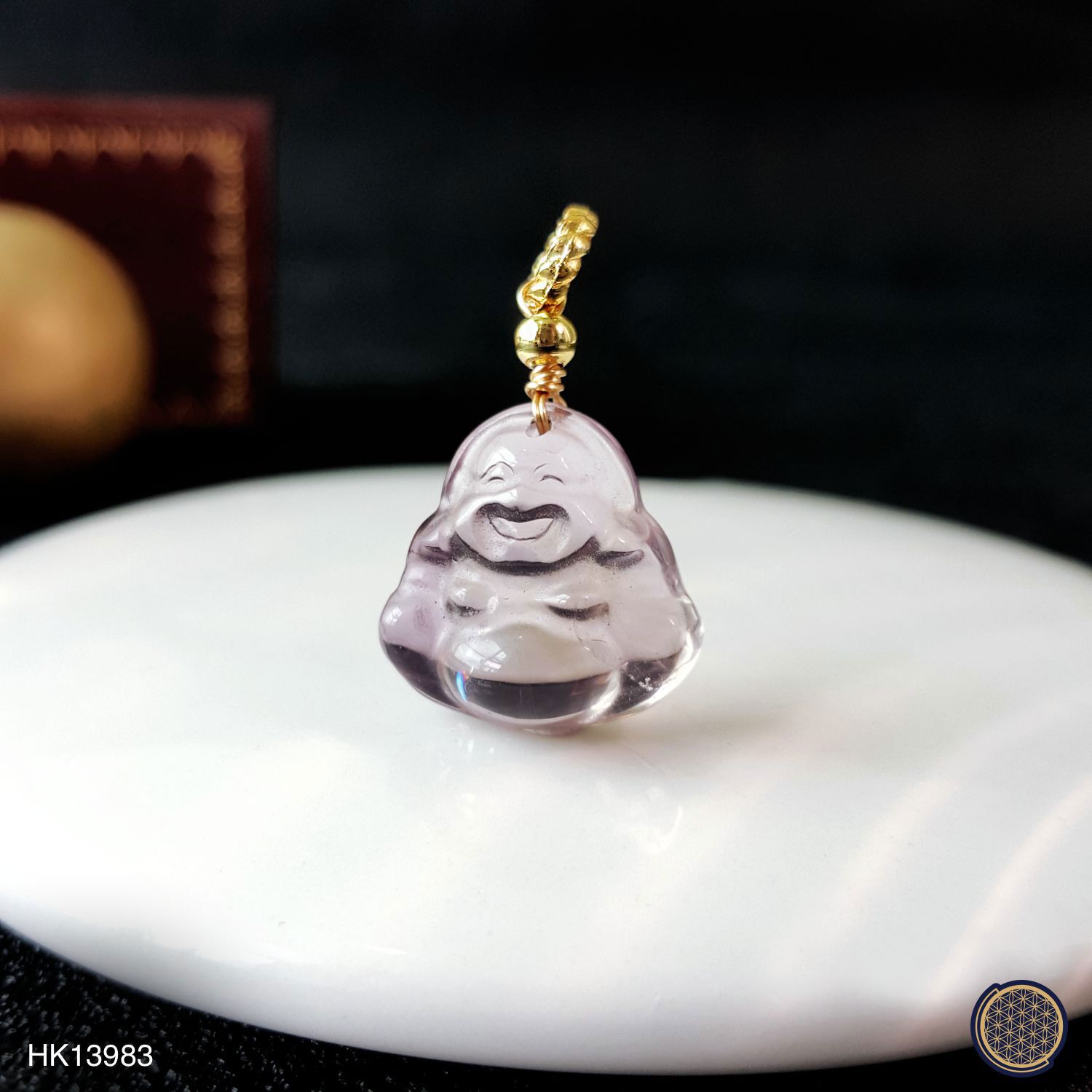 15mm x 25mm 紫水晶弥勒佛吊坠 -金扣