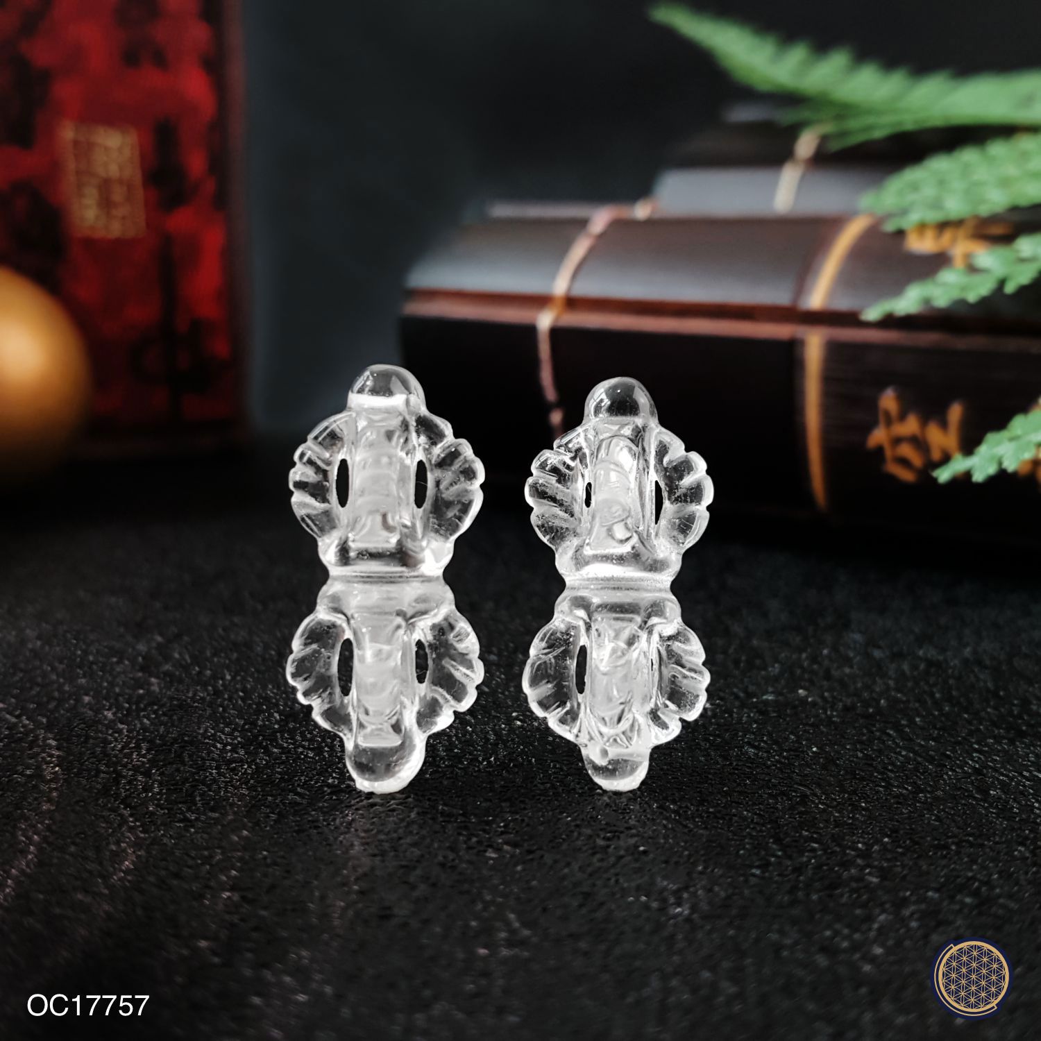 12mm x 26.5mm 白水晶双鼓金刚杵
