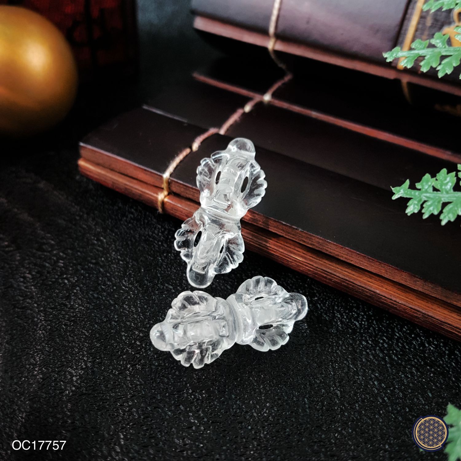 12mm x 26.5mm 白水晶双鼓金刚杵