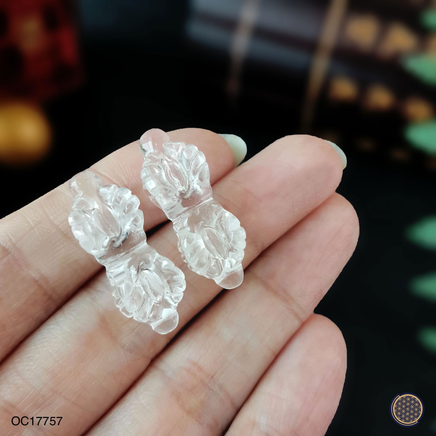 12mm x 26.5mm 白水晶双鼓金刚杵