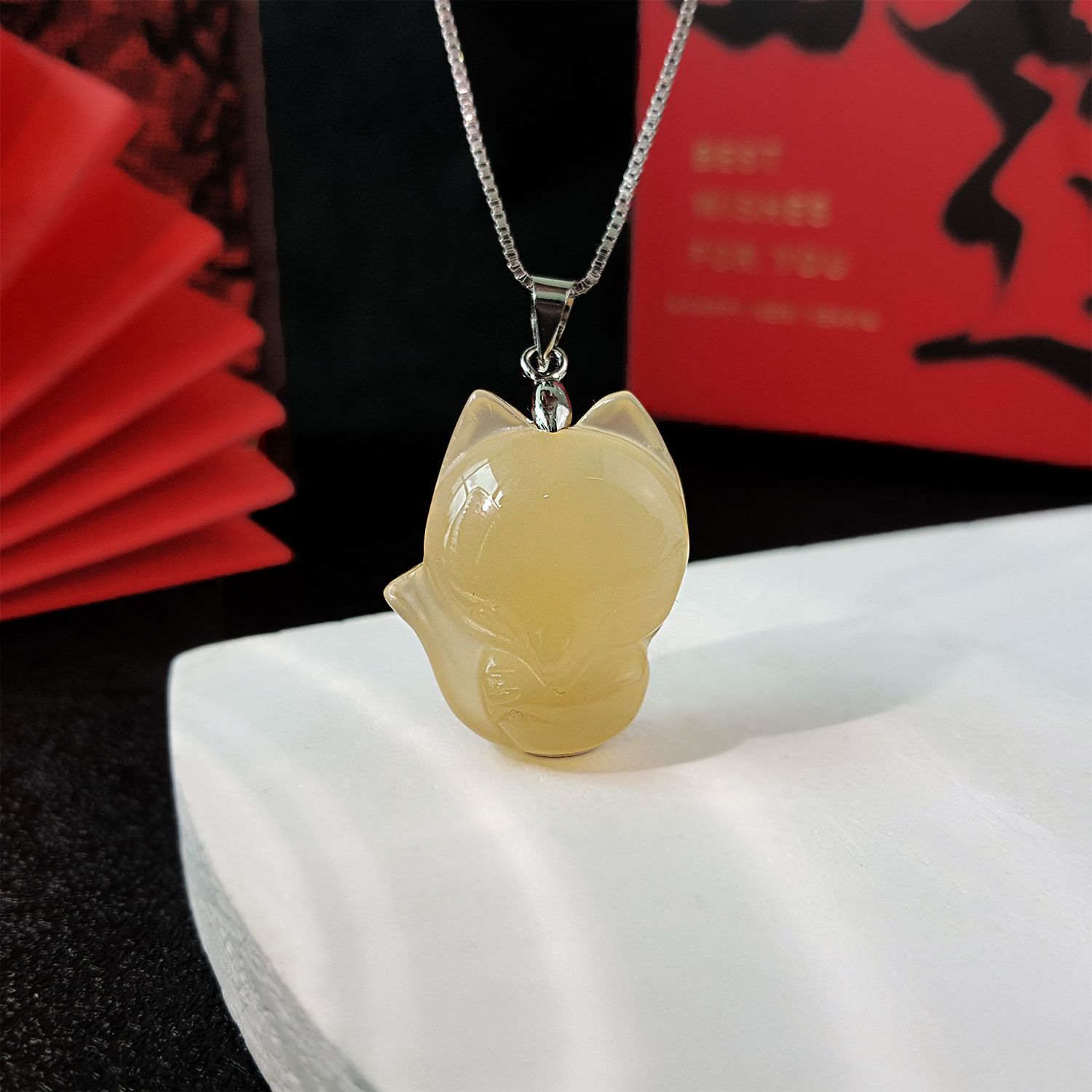 19X23mm 黄玉髓大头狐仙吊坠