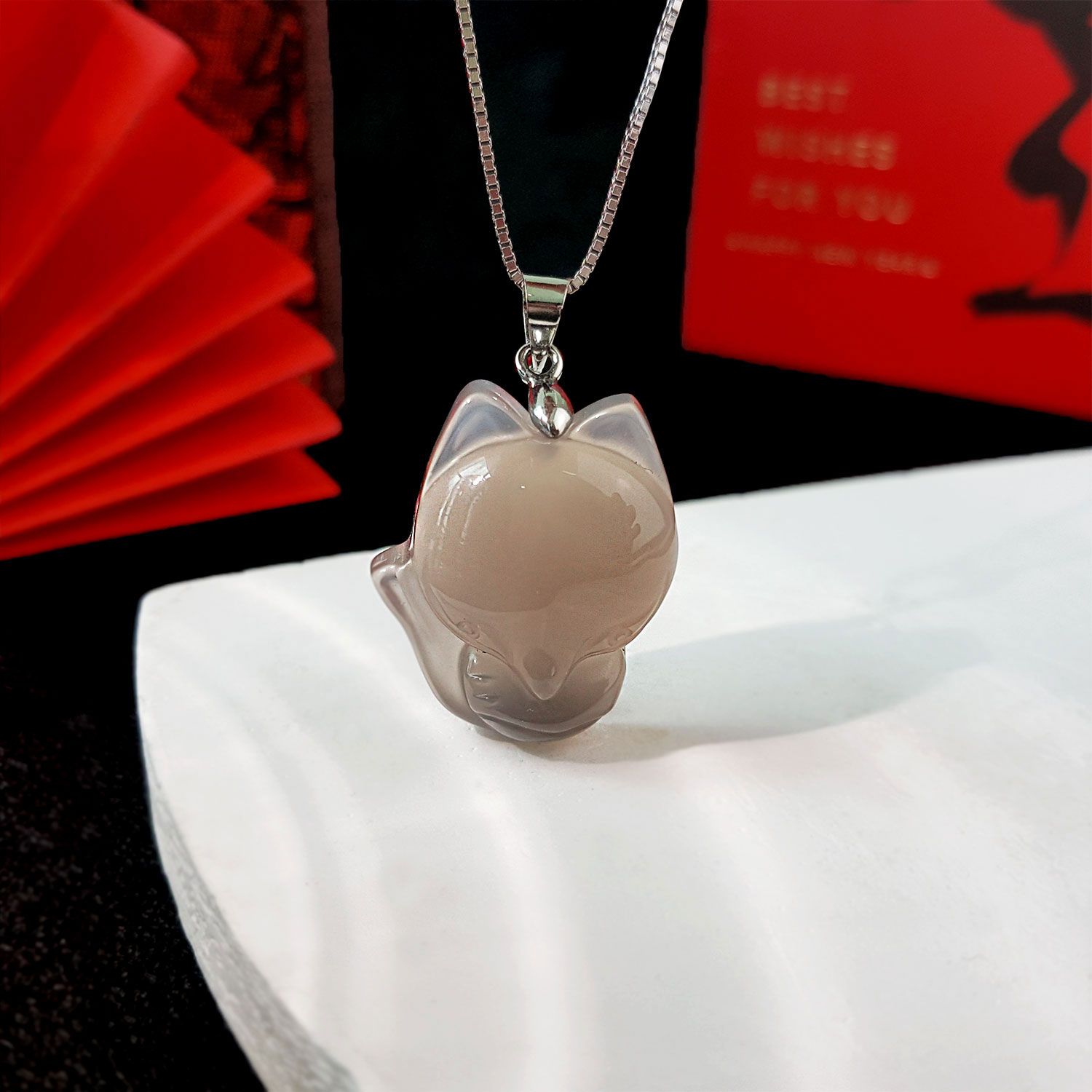 19X23mm 灰玉髓大头狐仙吊坠