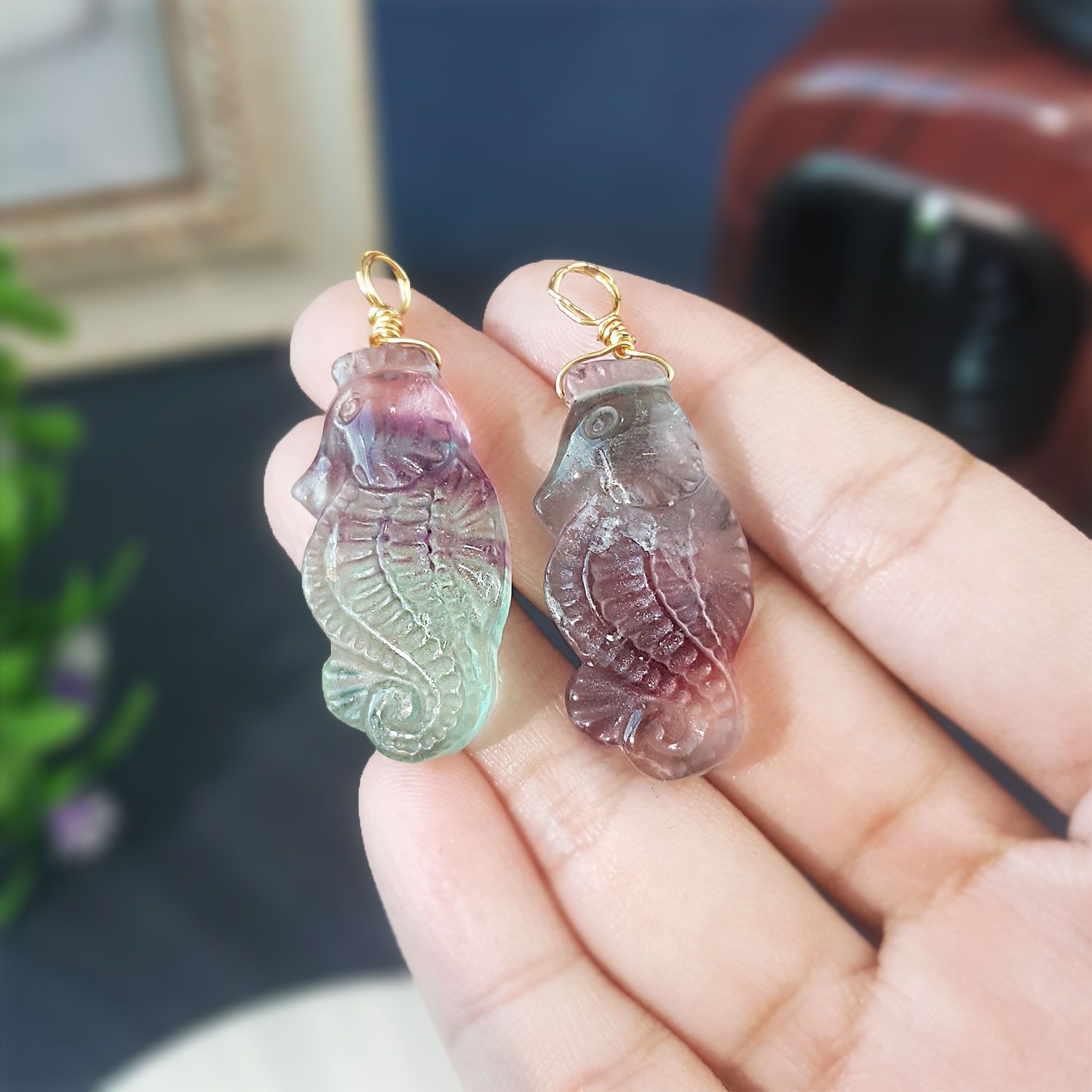 萤石海马吊坠
