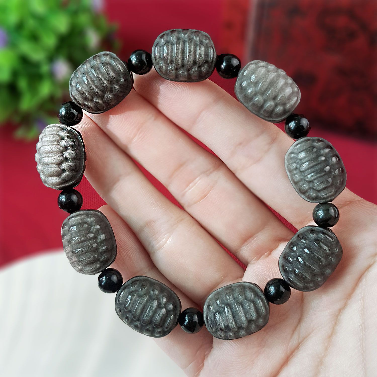 13mm 银曜石富甲天下手链