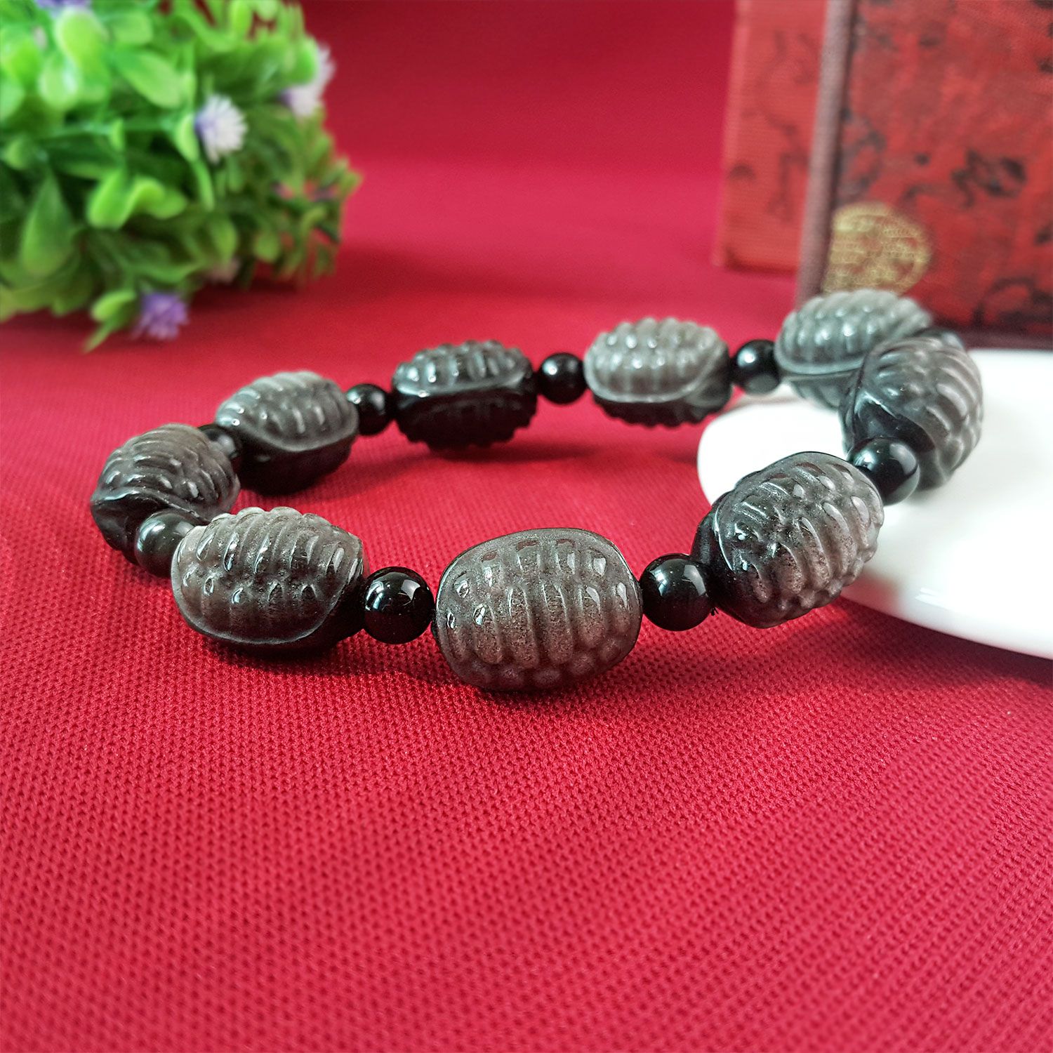 13mm 银曜石富甲天下手链