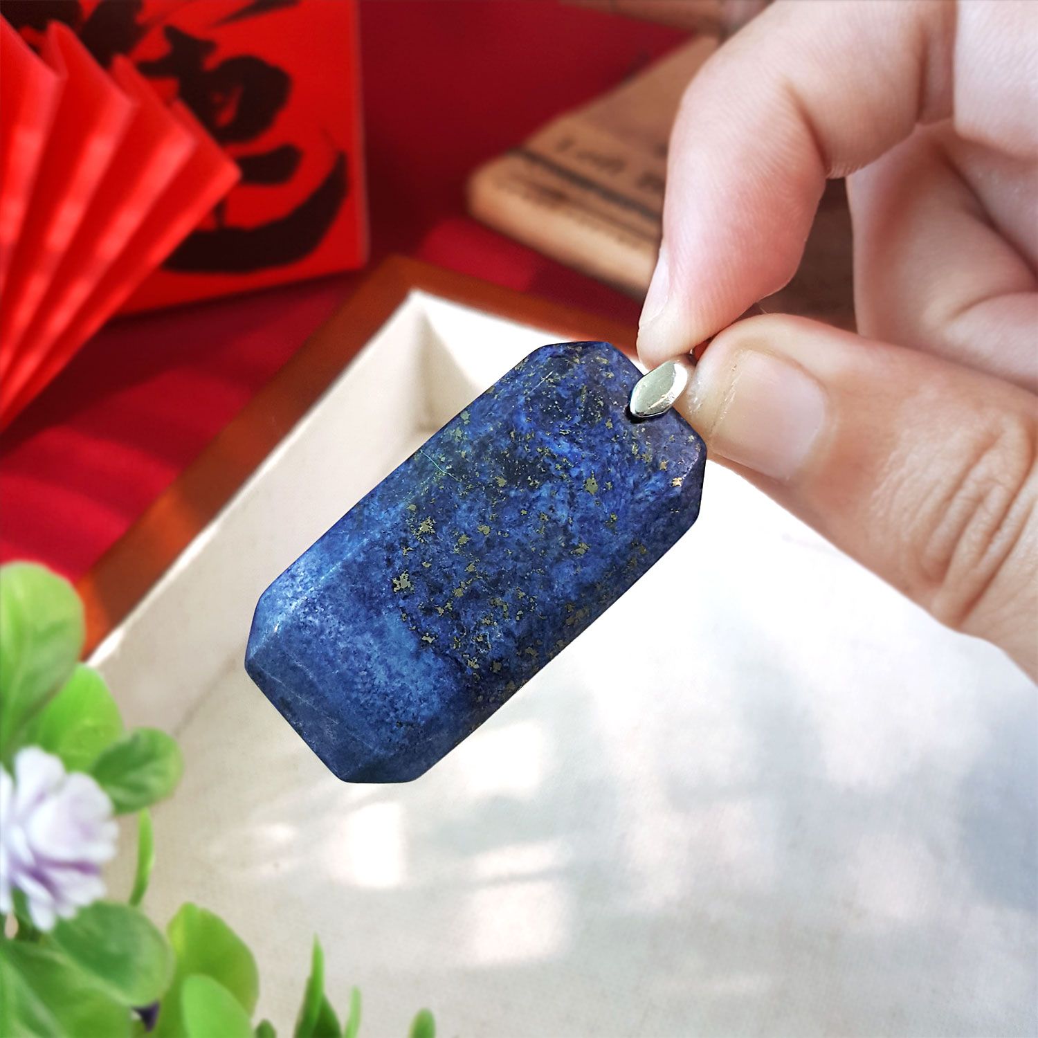 20X40mm 青金石平安无事牌吊坠