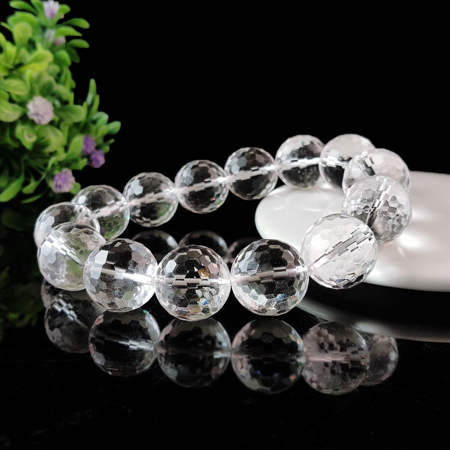 15-15.5mm 白水晶切面手链