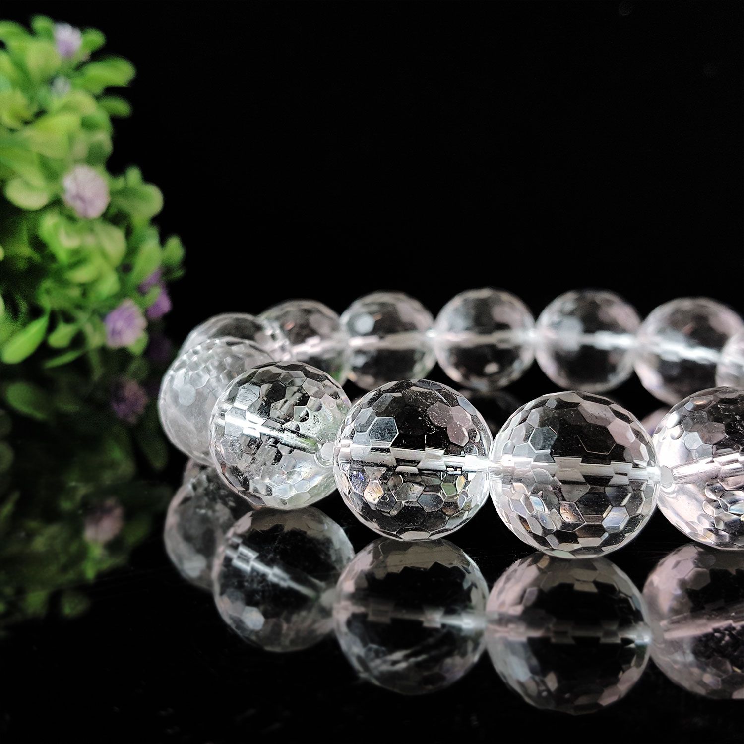 15-15.5mm 白水晶切面手链