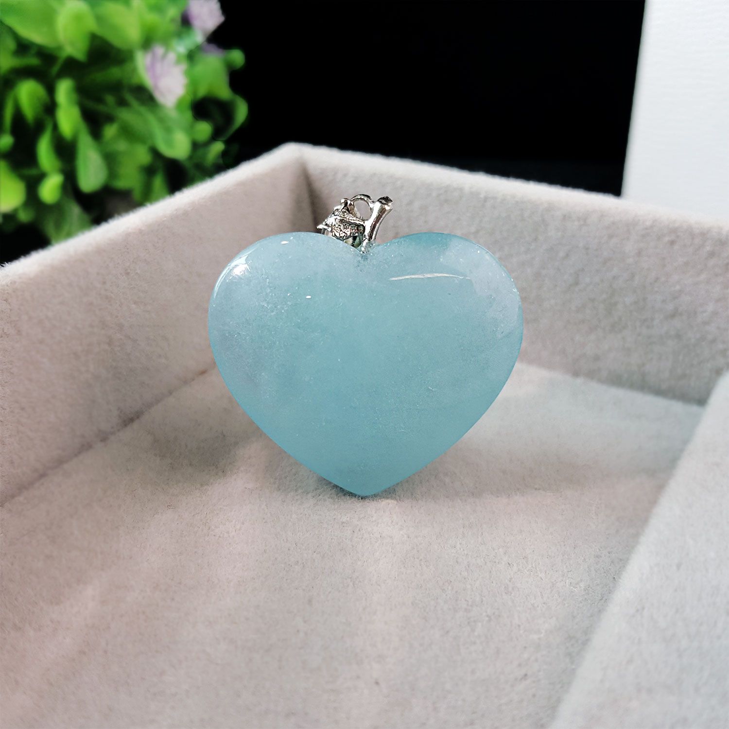 高级海蓝宝心形吊坠