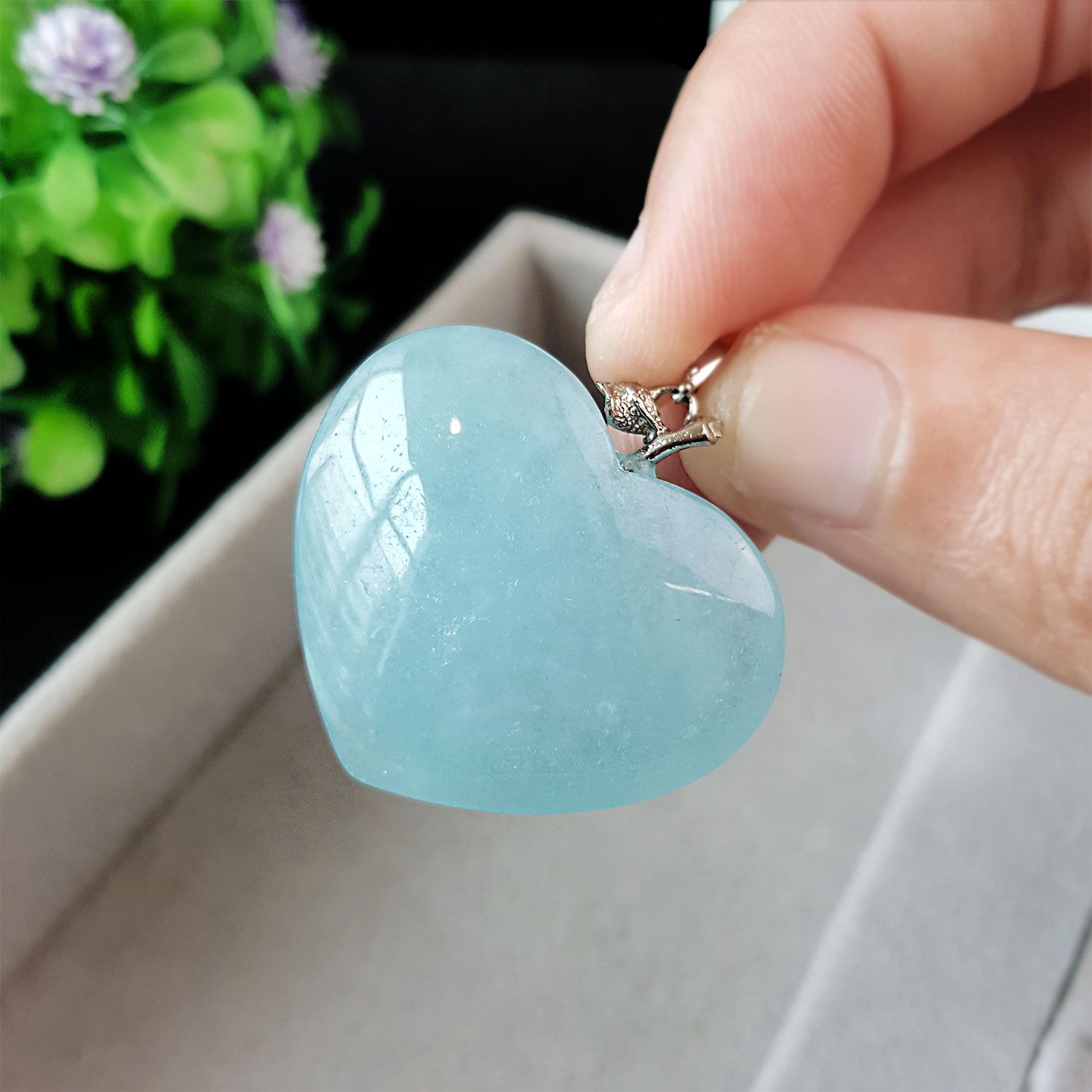 高级海蓝宝心形吊坠