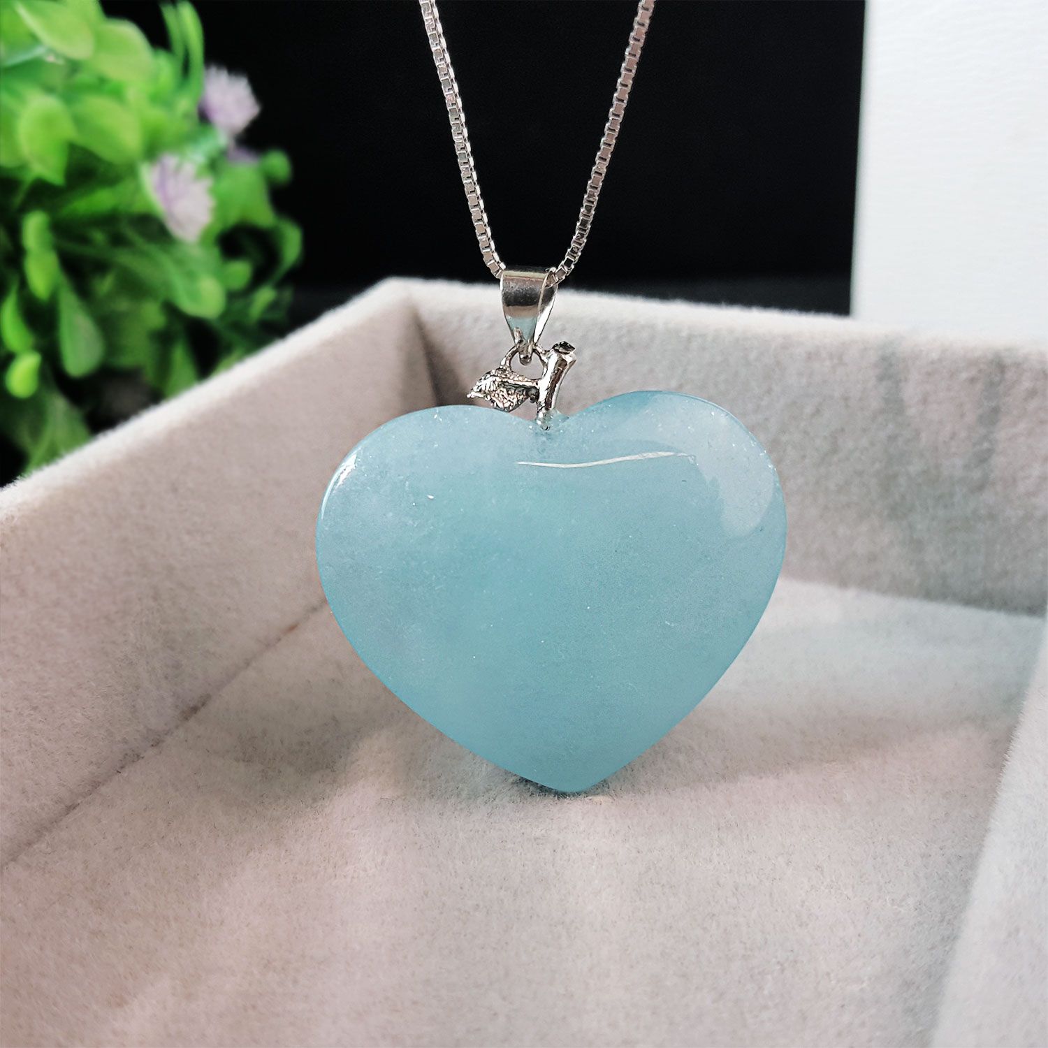 高级海蓝宝心形吊坠