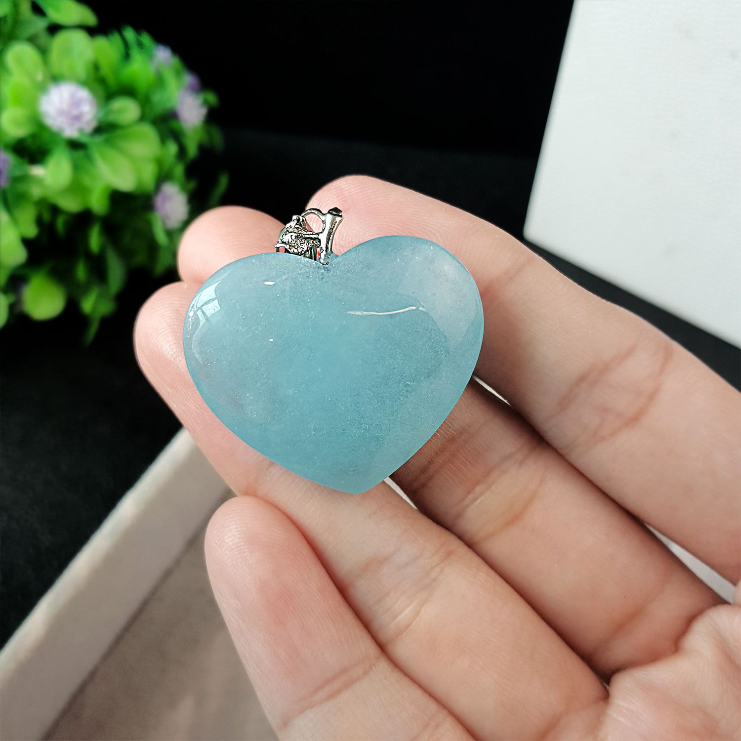 高级海蓝宝心形吊坠