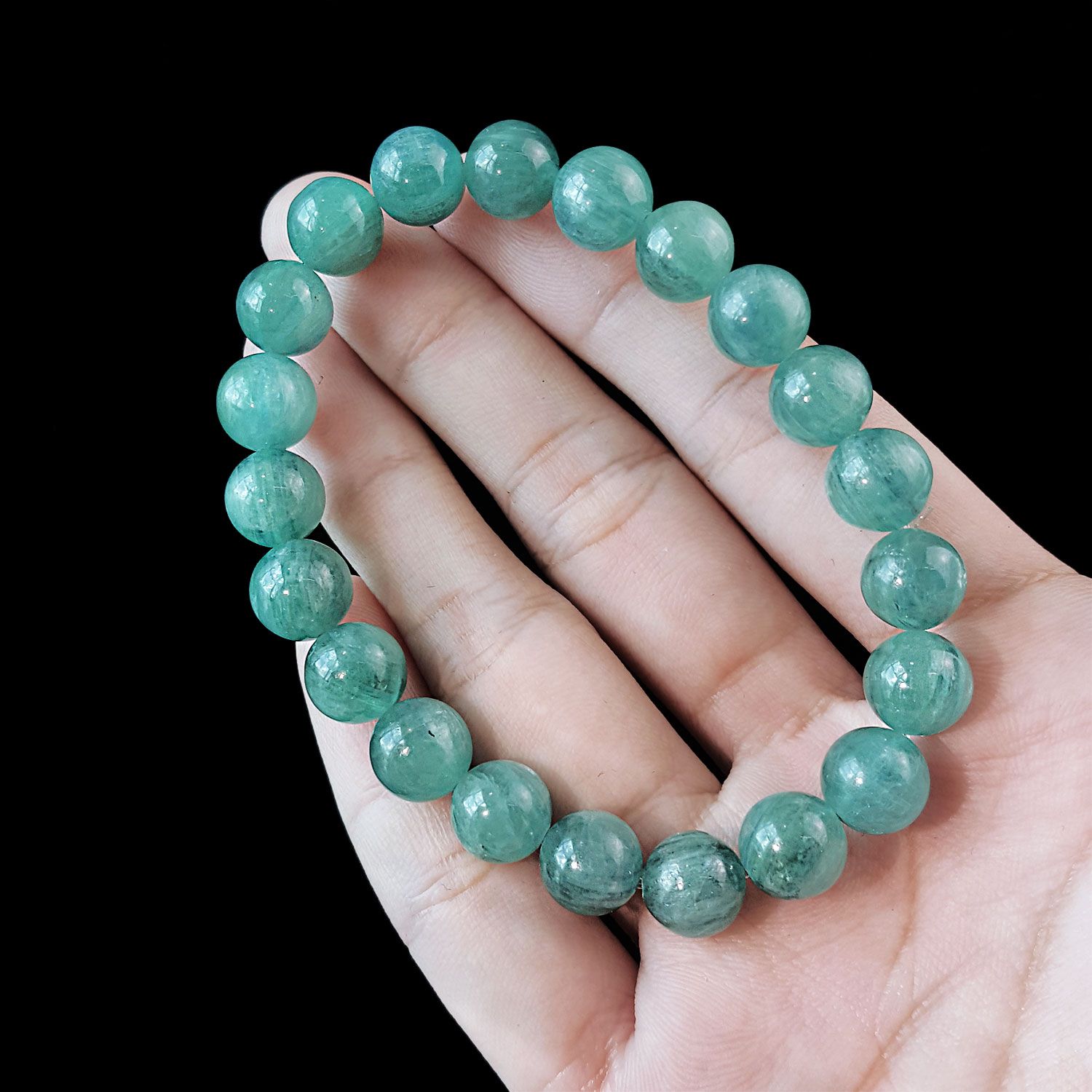 9-9.5mm 高级绿蓝晶手链