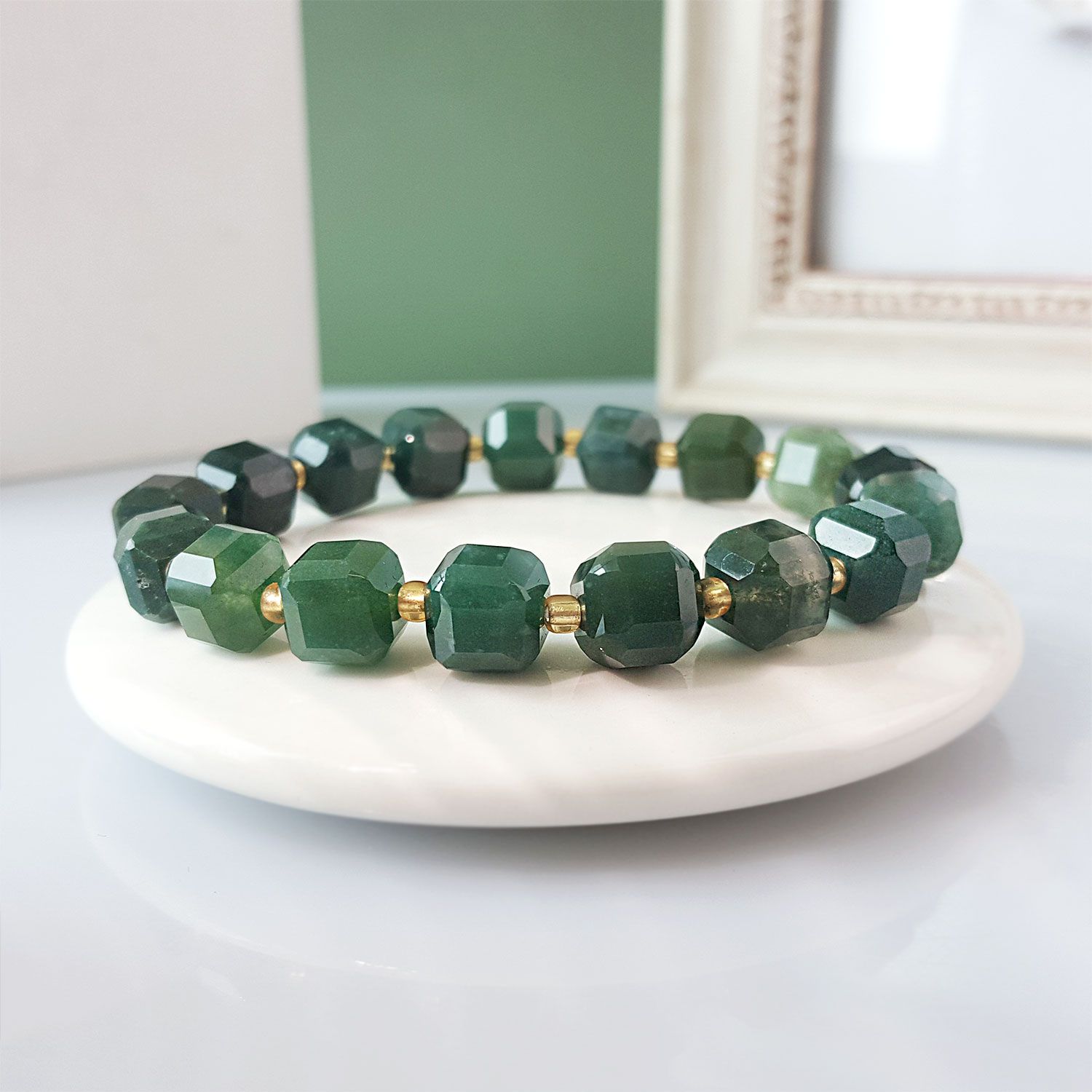 8mm 水草玛瑙方糖手链