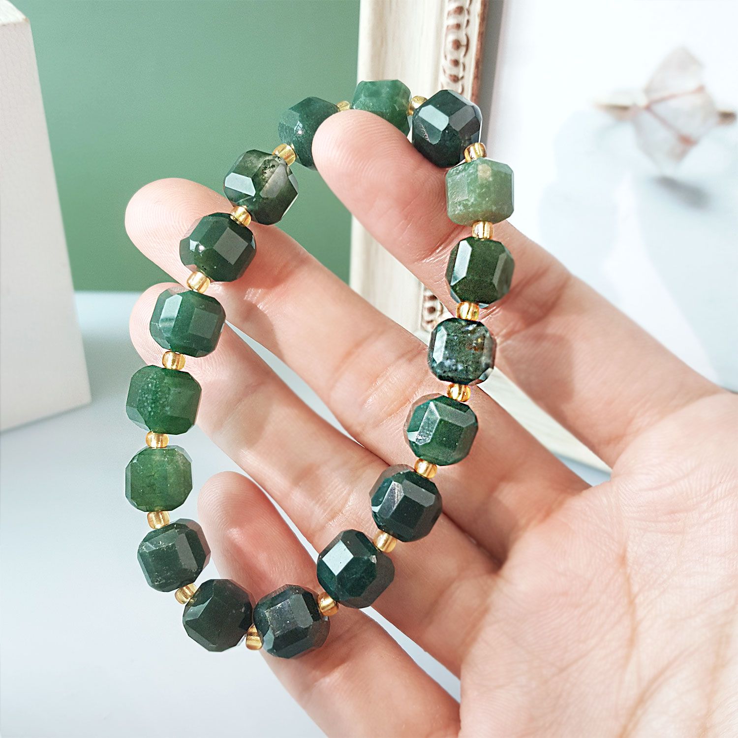 8mm 水草玛瑙方糖手链