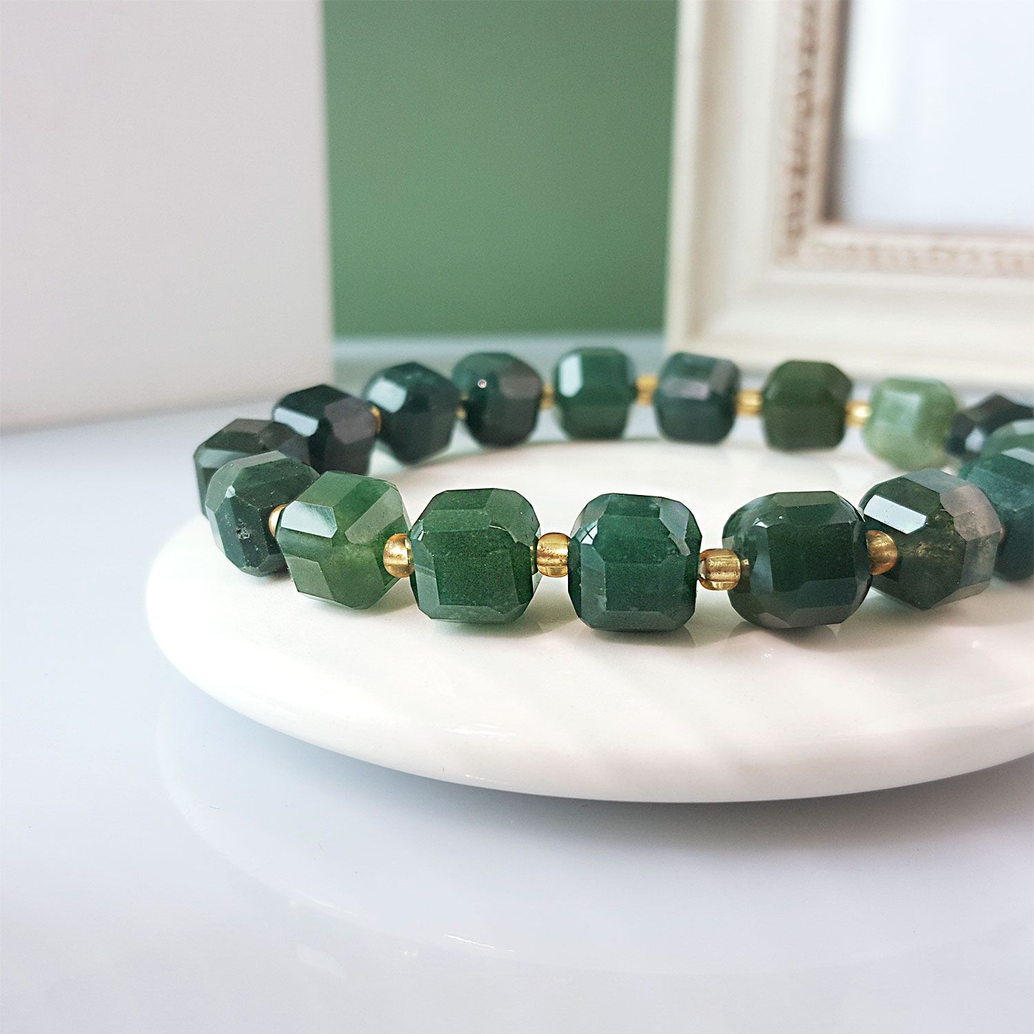 8mm 水草玛瑙方糖手链