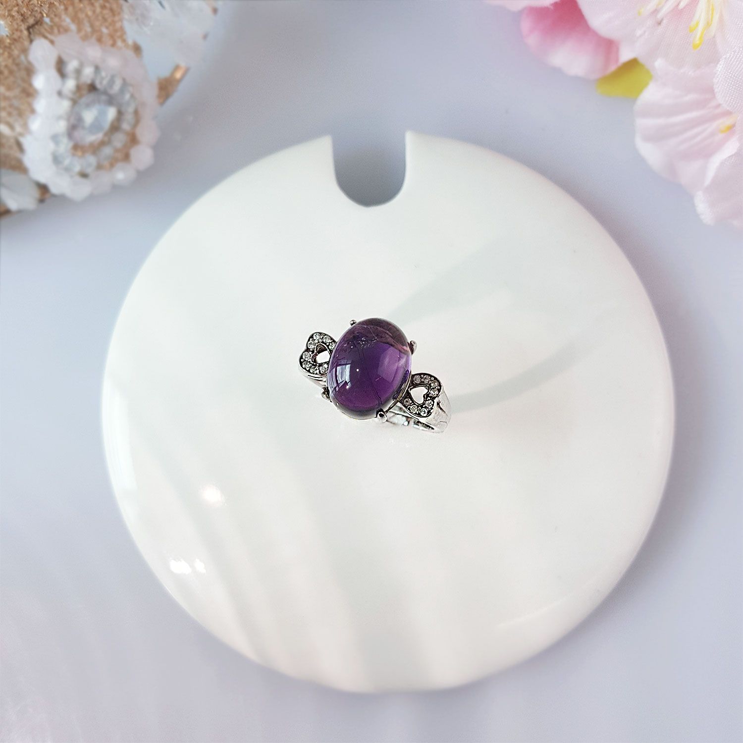 紫水晶纯银戒指