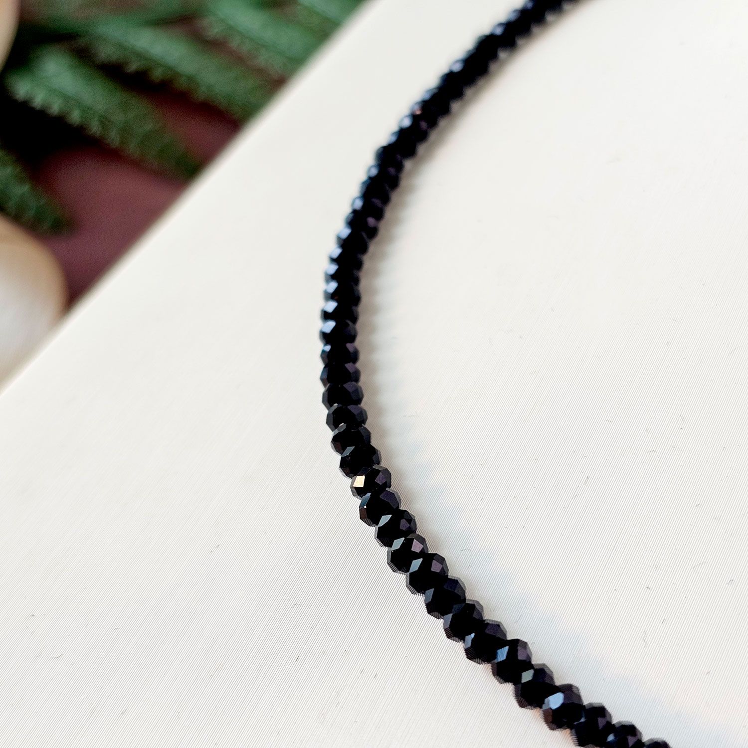 2X4mm 黑玛瑙叠珠角度带扣项链