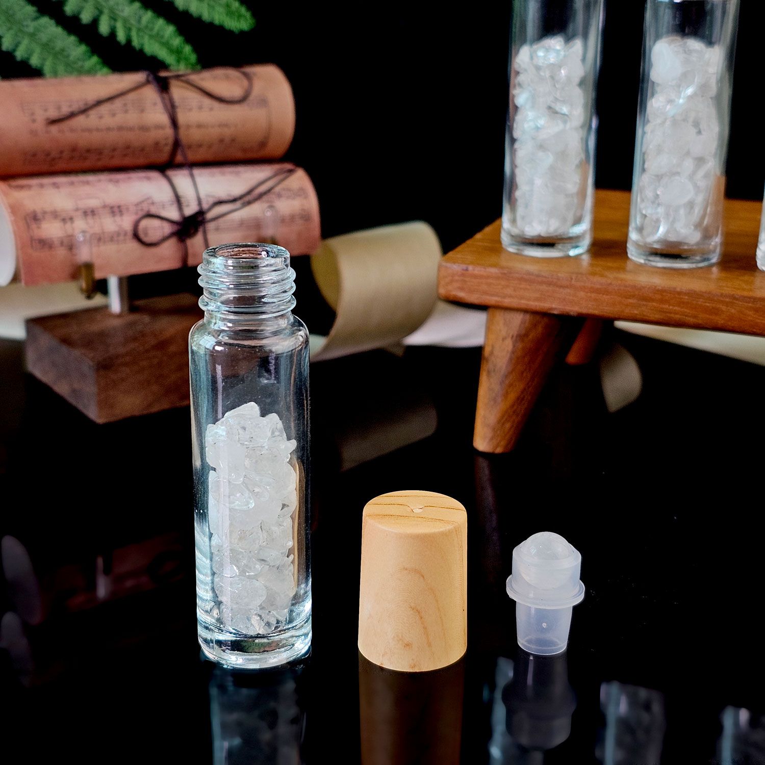 白水晶能量滚轮瓶