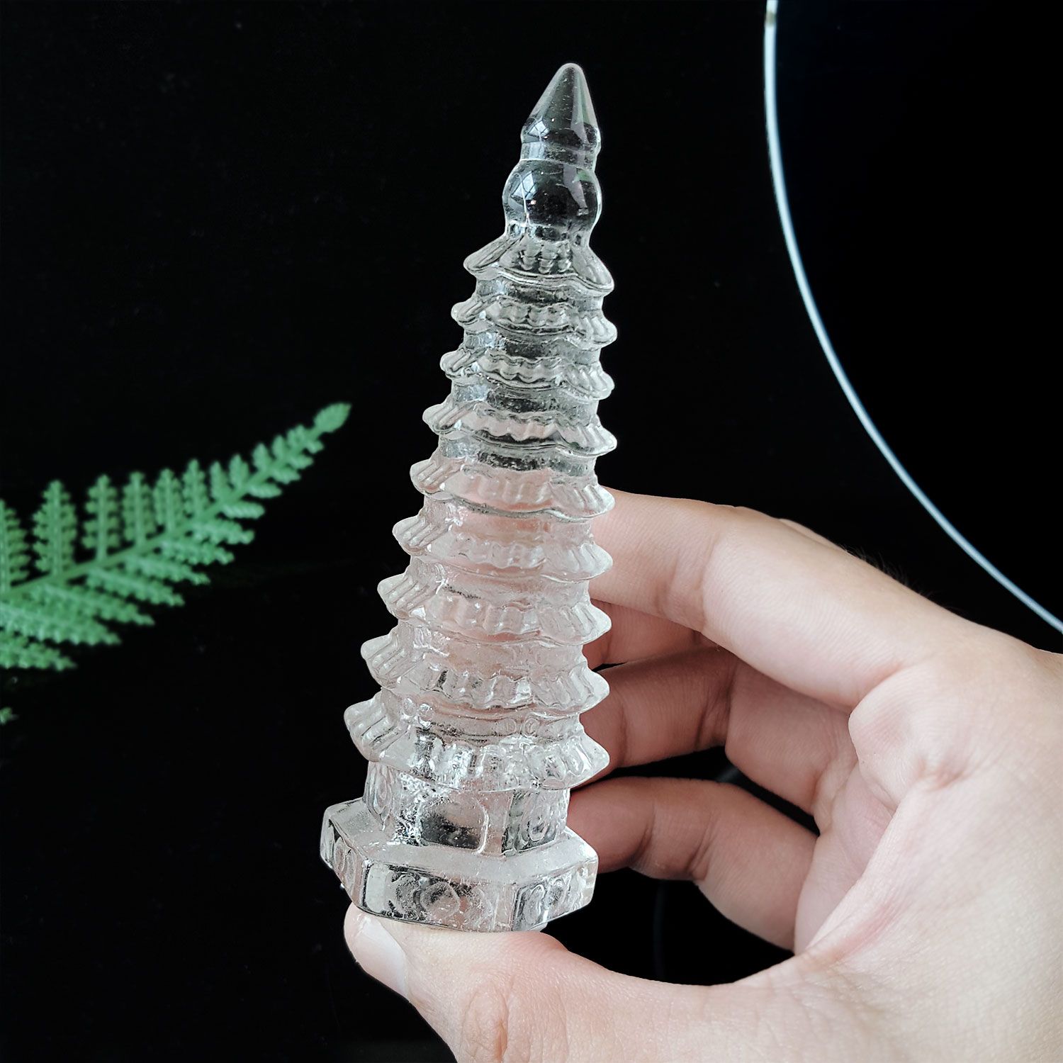 98mm 白水晶文昌塔摆件