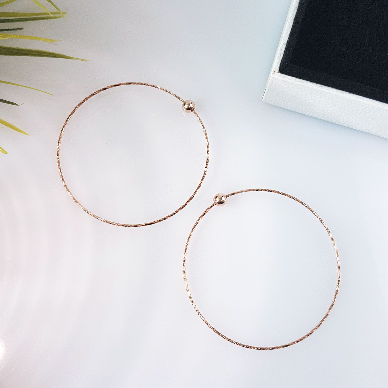 925纯银细扭纹手链 - 玫瑰金色