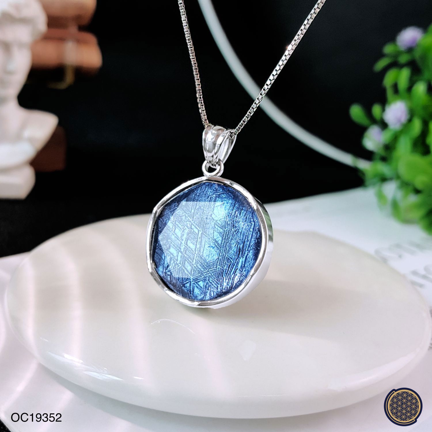 20mm 天铁大卫星吊坠 -白金色+蓝色