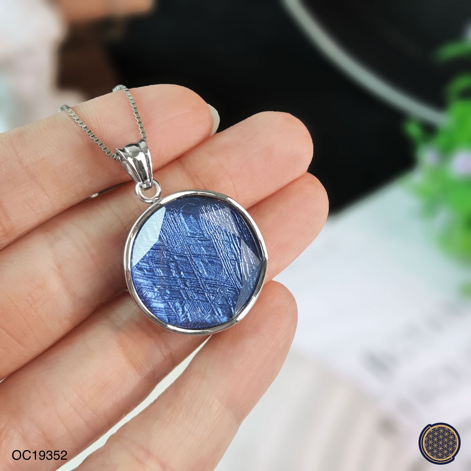 20mm 天铁大卫星吊坠 -白金色+蓝色