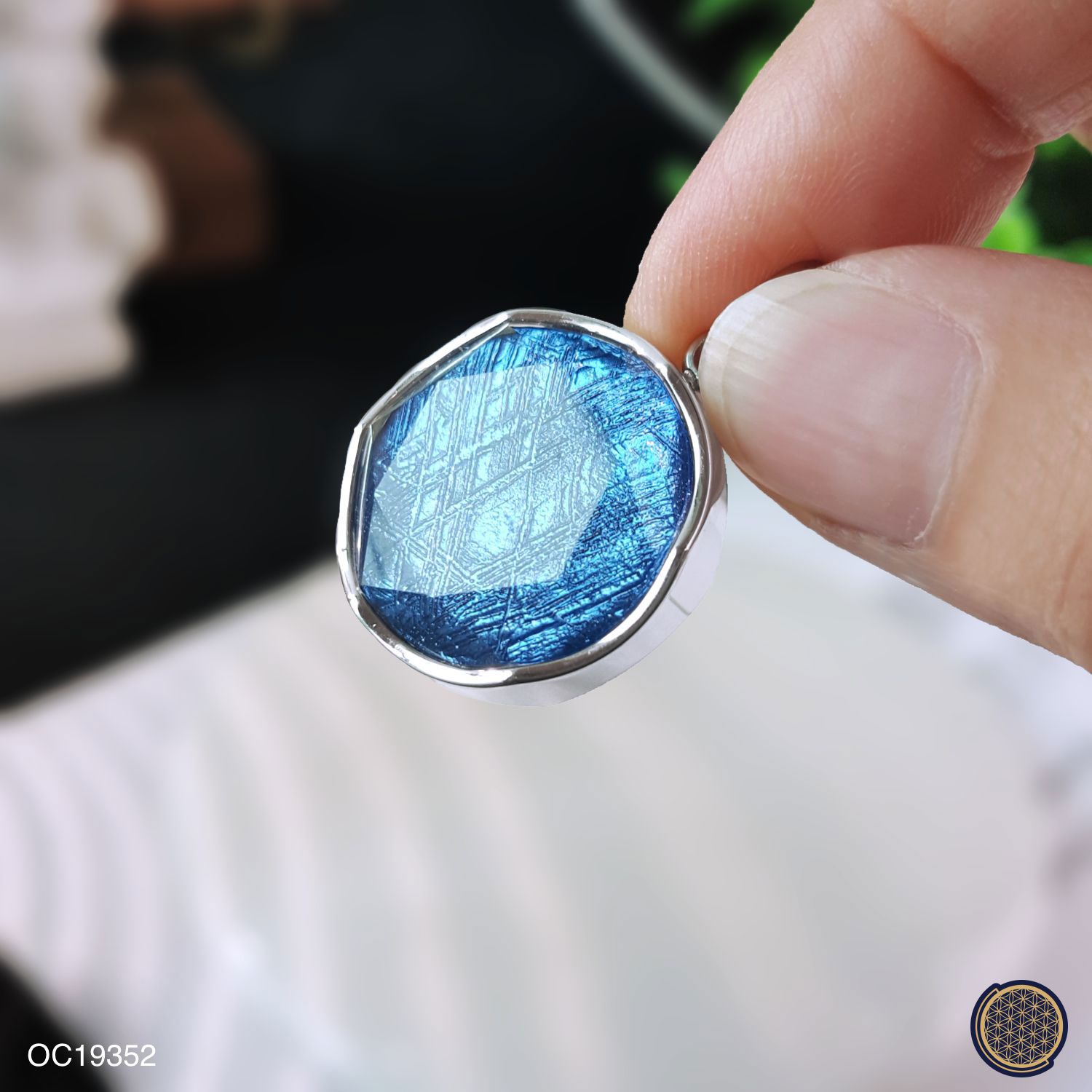 20mm 天铁大卫星吊坠 -白金色+蓝色