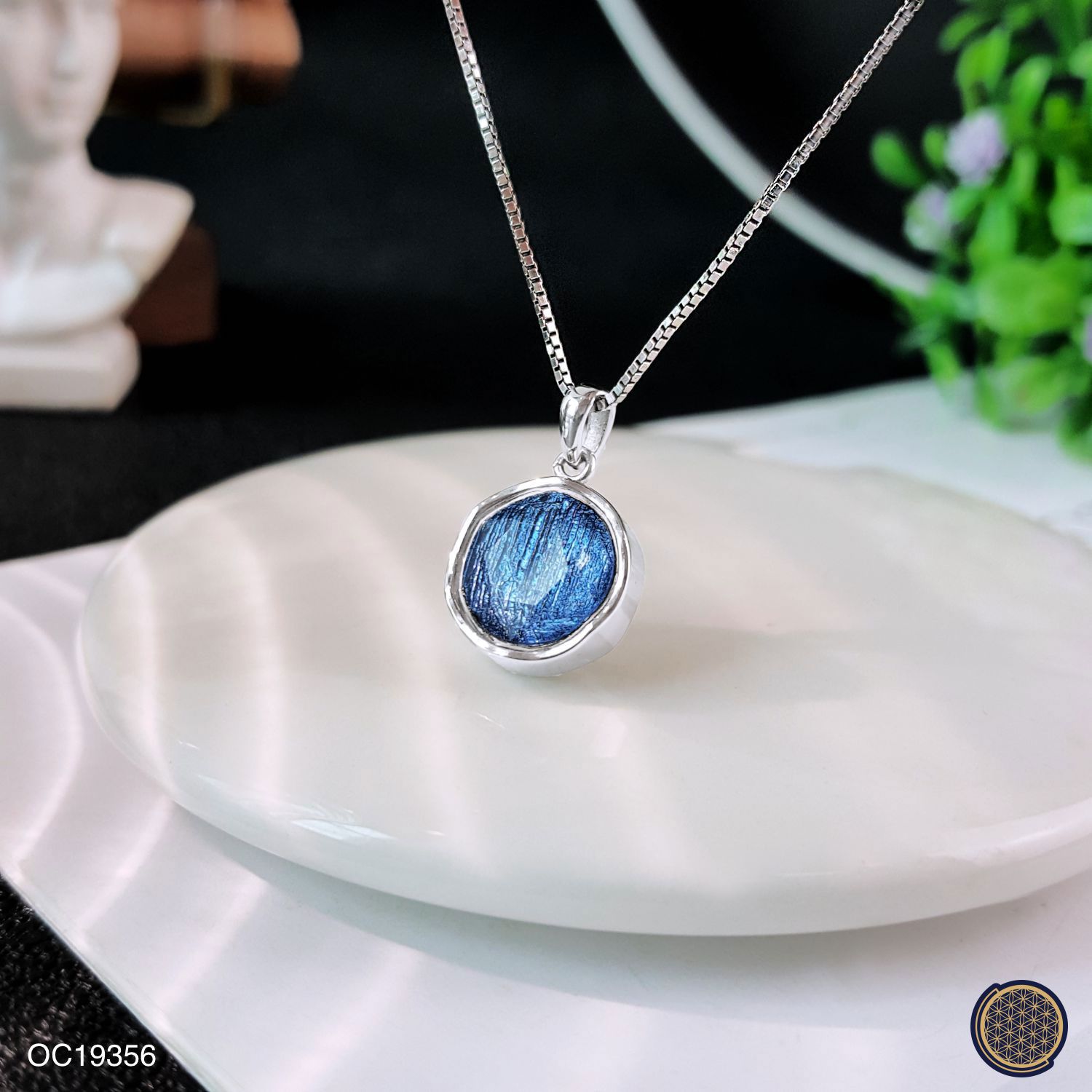 10mm 天铁大卫星吊坠 -白金色+蓝色