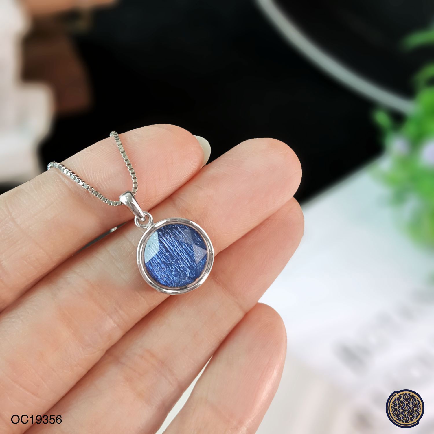 10mm 天铁大卫星吊坠 -白金色+蓝色