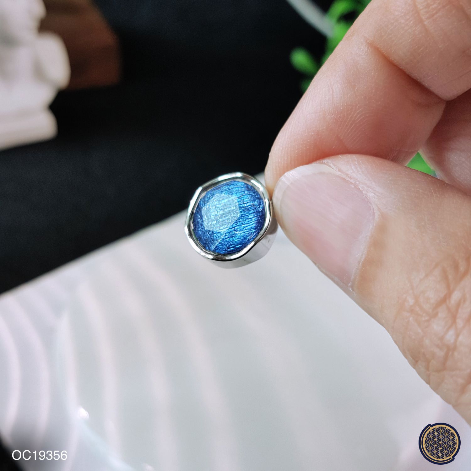 10mm 天铁大卫星吊坠 -白金色+蓝色