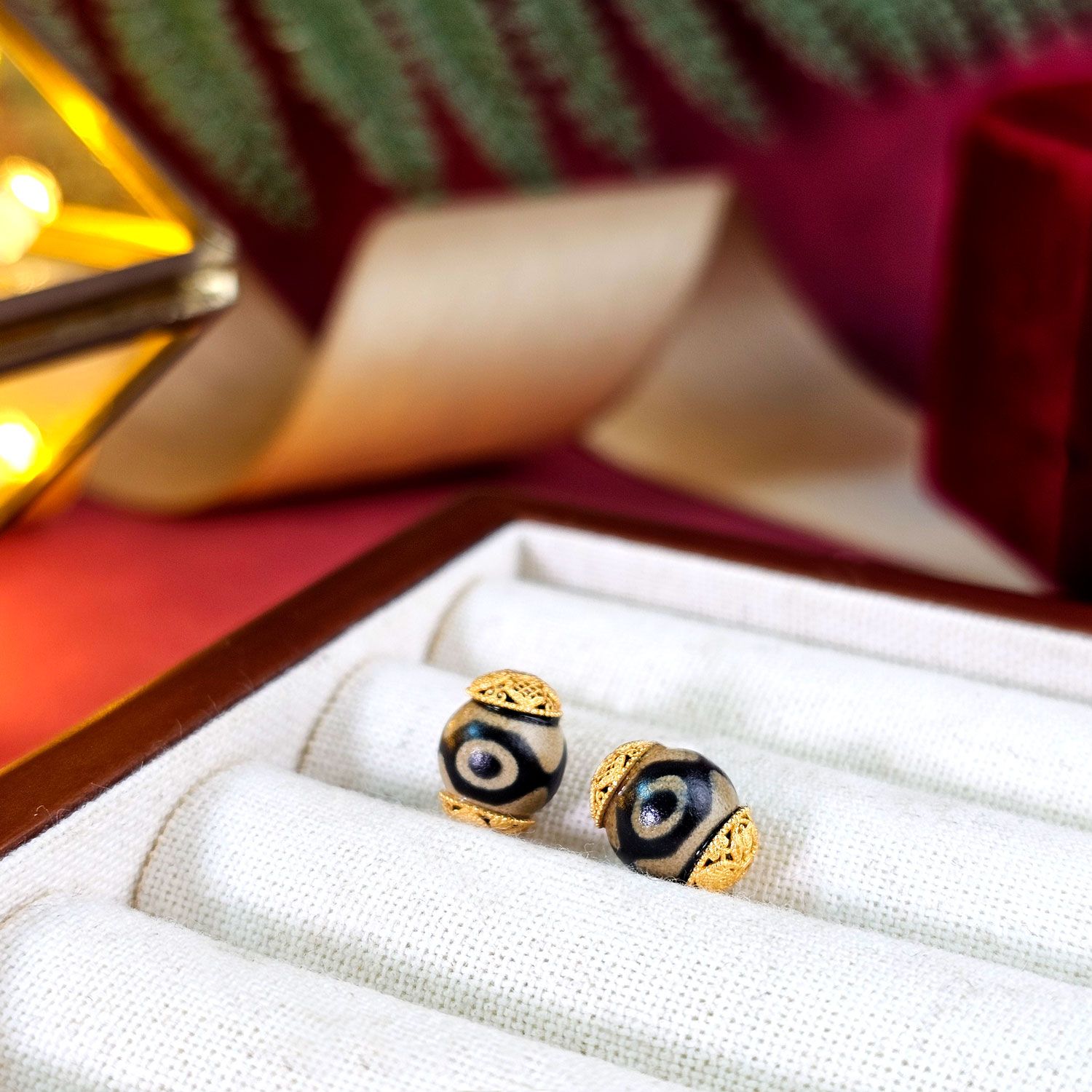 8X11mm 精品三眼天珠纯银配件镀金