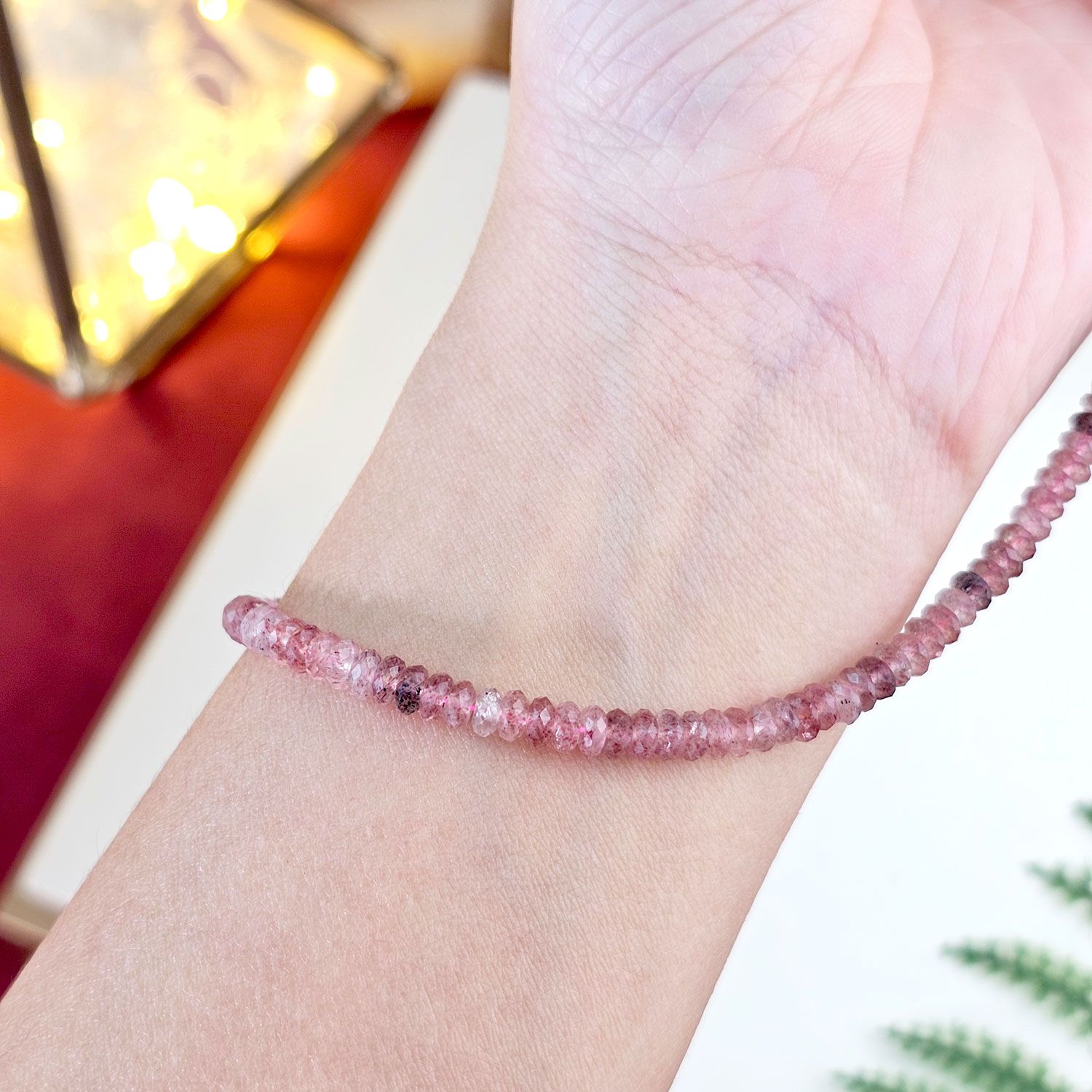 2X4mm 草莓石叠珠角度带扣项链