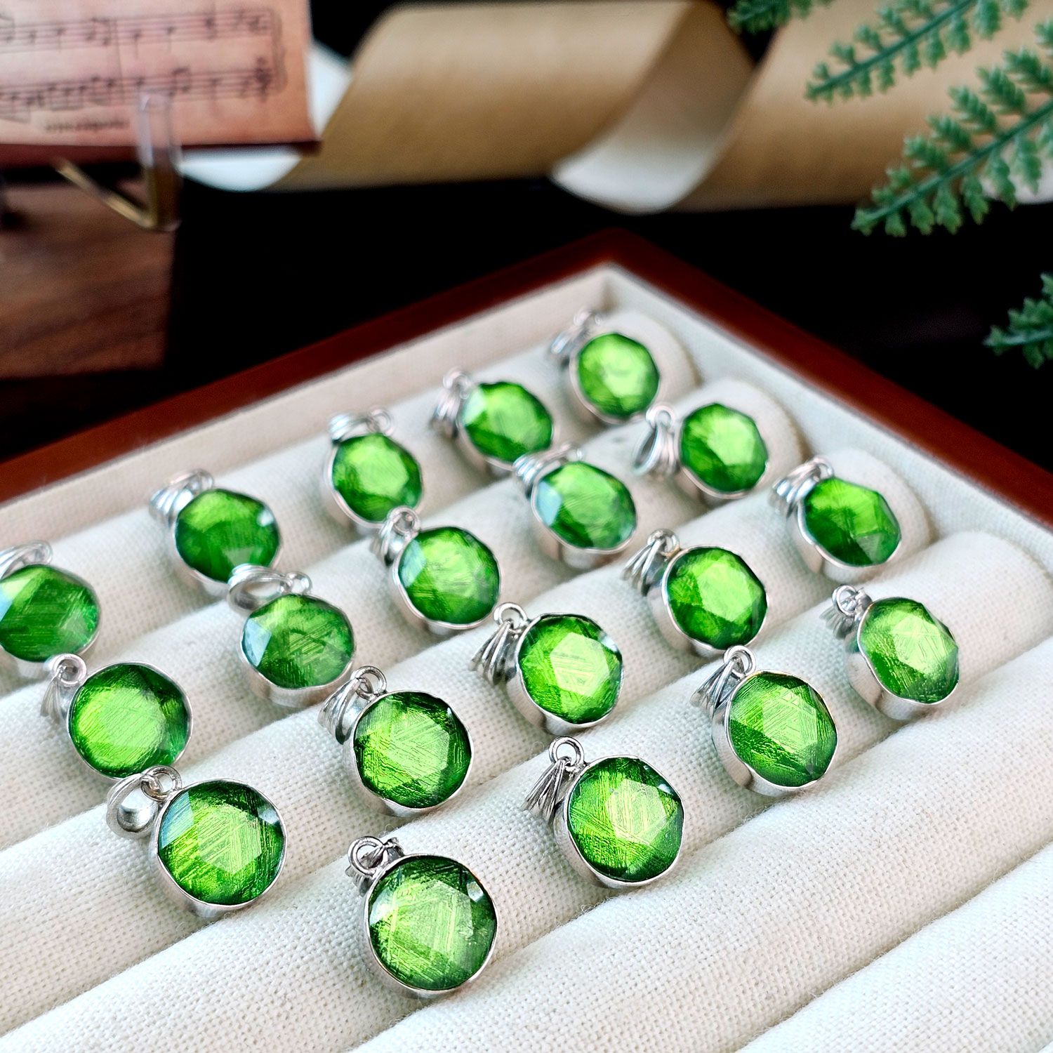 10mm 天铁大卫星吊坠(双面) - 绿色