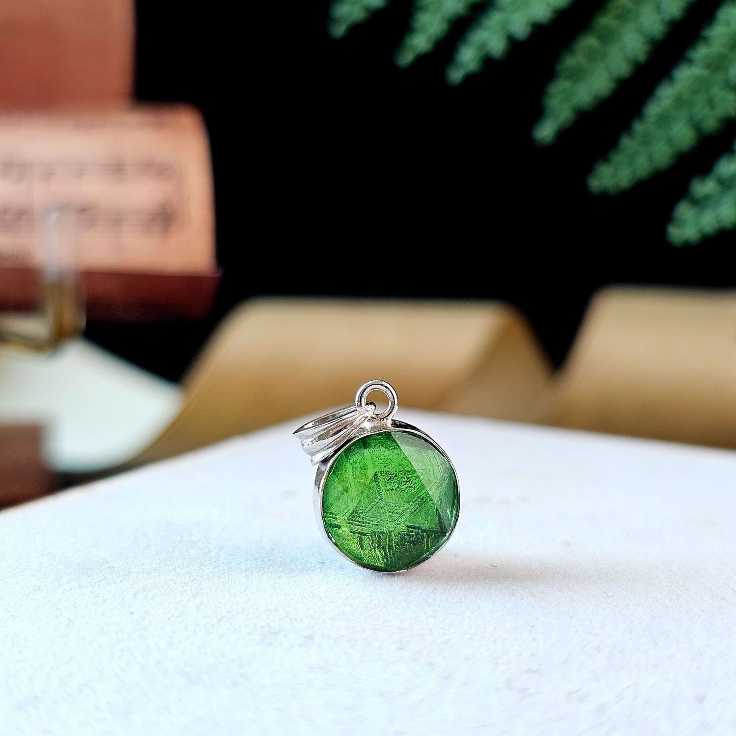 10mm 天铁大卫星吊坠(双面) - 绿色