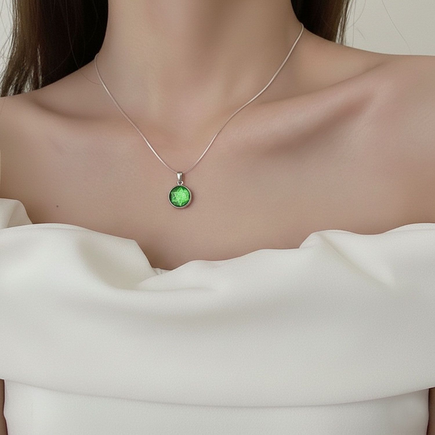 10mm 天铁大卫星吊坠(双面) - 绿色