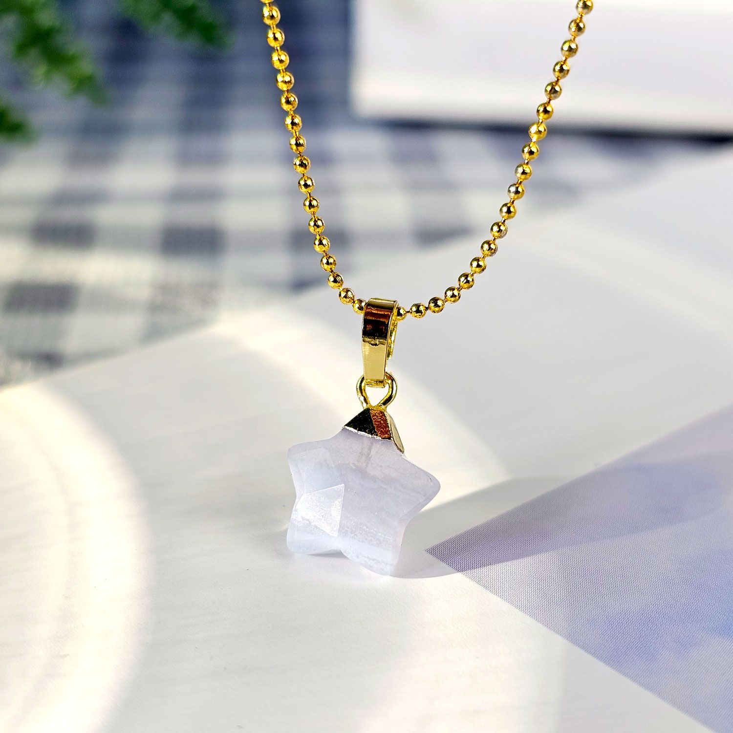 12mm 蓝纹玛瑙星星吊坠