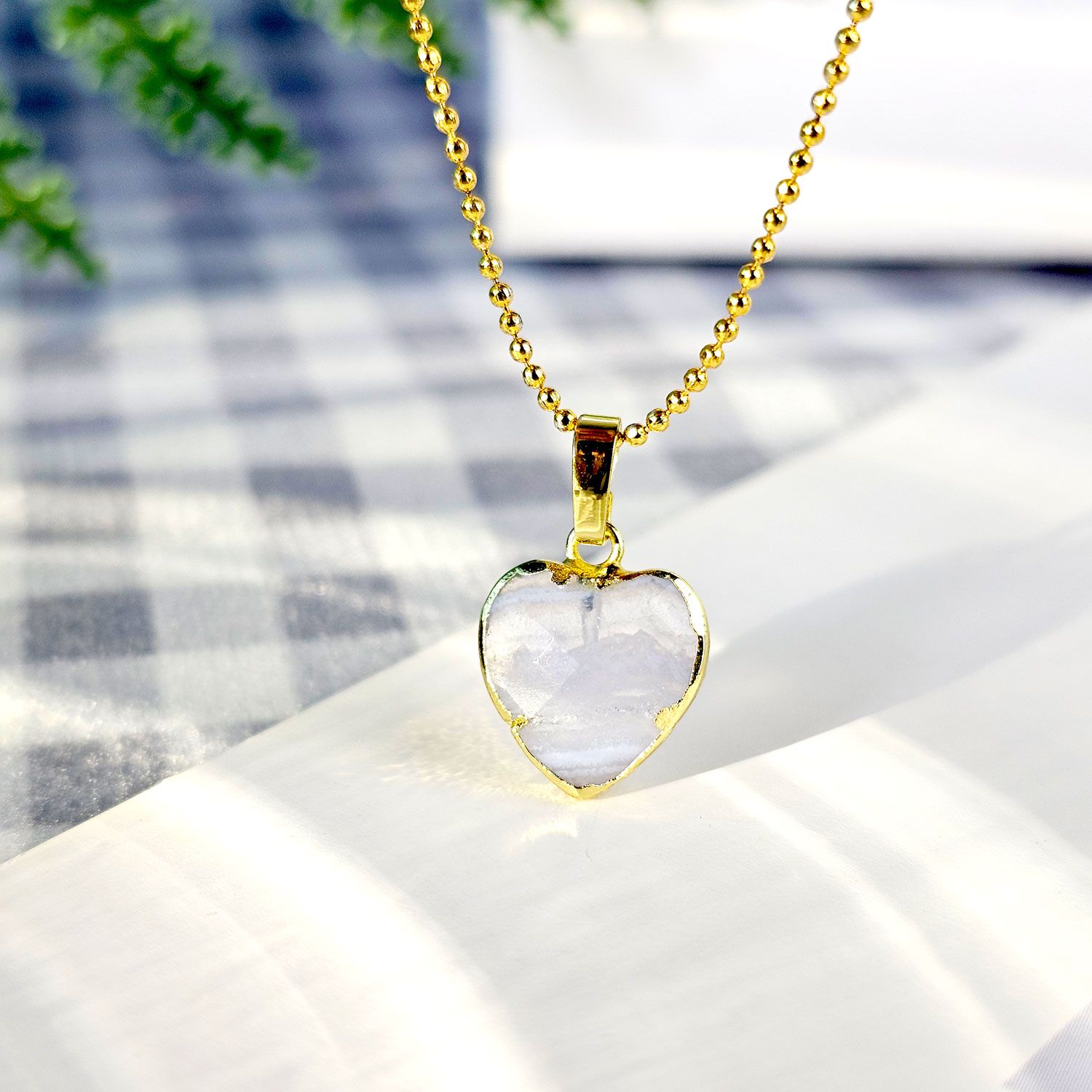 12mm 蓝纹玛瑙心形吊坠