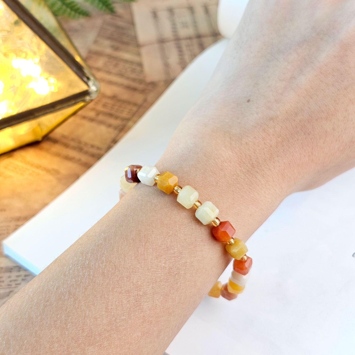 6mm 金丝玉方糖手链