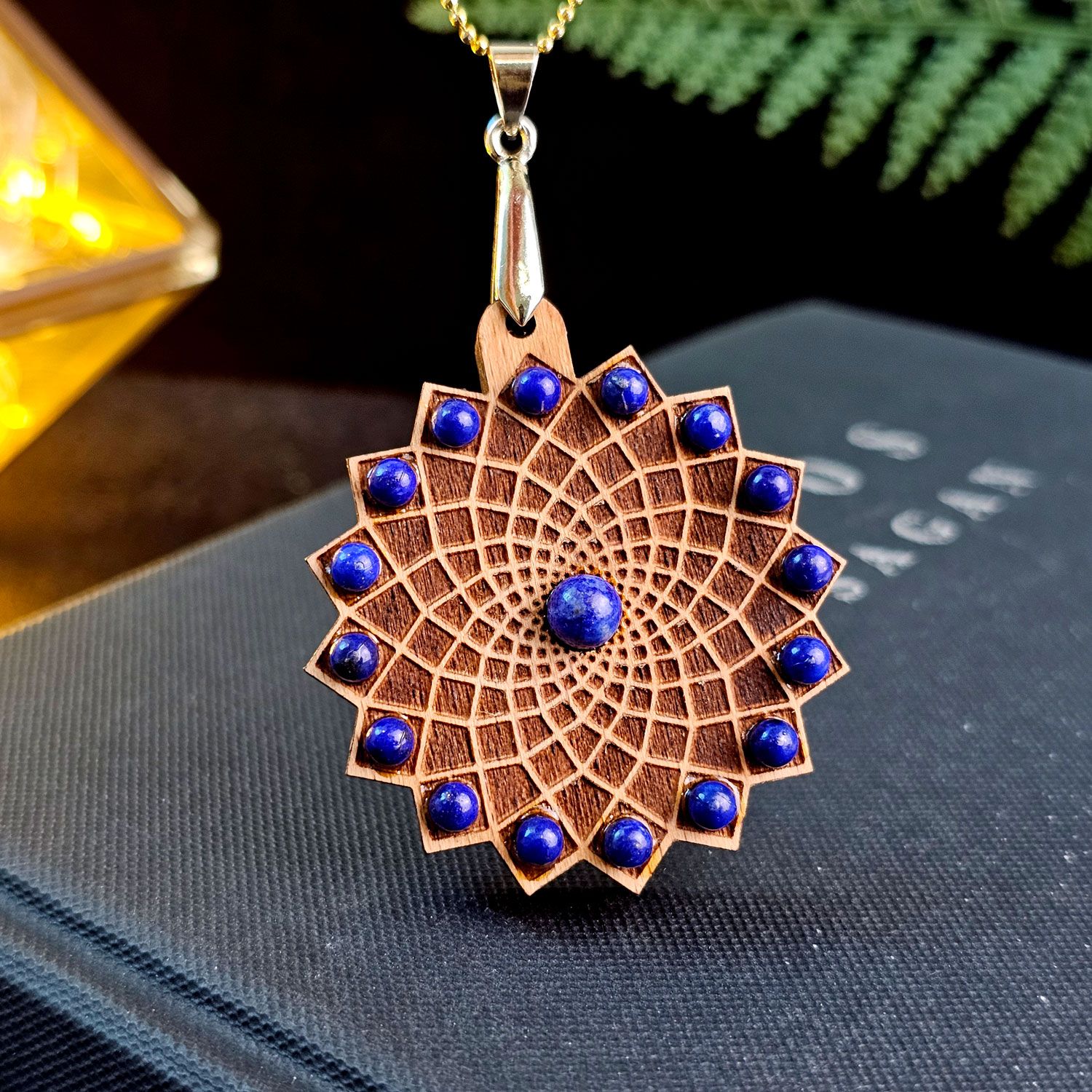 青金石生命的莲花神圣几何吊坠